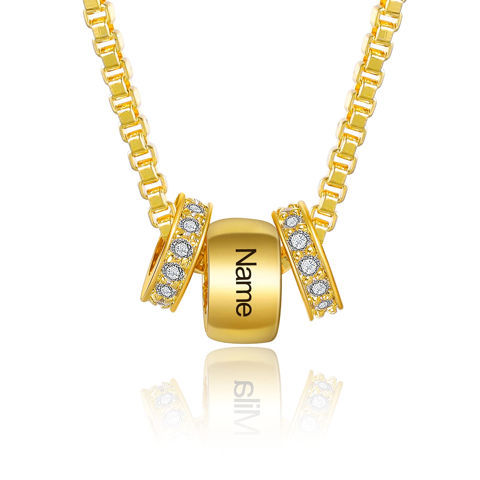 Custom Name Bead Necklace for Women & Girls - Personalized Jewelry Gift for Mother's Birthday, Anniversary, Valentine's Day | Engraved Promise Necklace with Unique Name Beads for Everyday Wear & Special Occasions