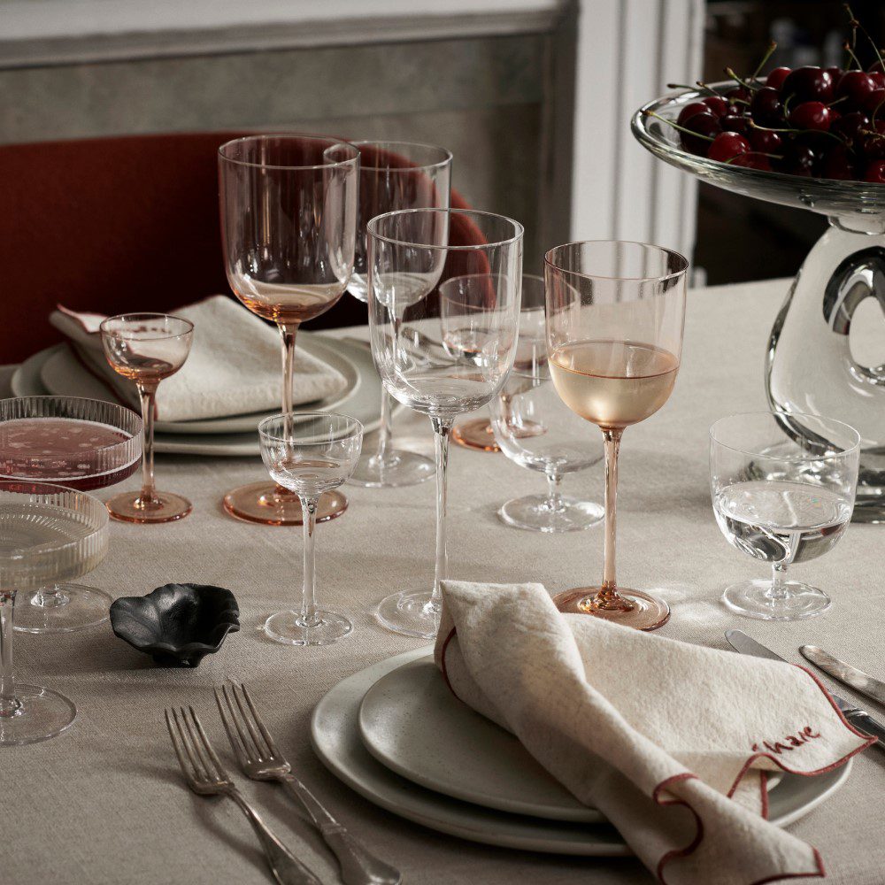 FERM LIVING Host Liqueur Glasses Set of 4 - Elegant Blush Pink Crystal Cordial Glasses for Cocktails, Dessert Wines & Entertaining - Perfect for Dinner Parties, Wedding Gifts & Home Bar Decor
