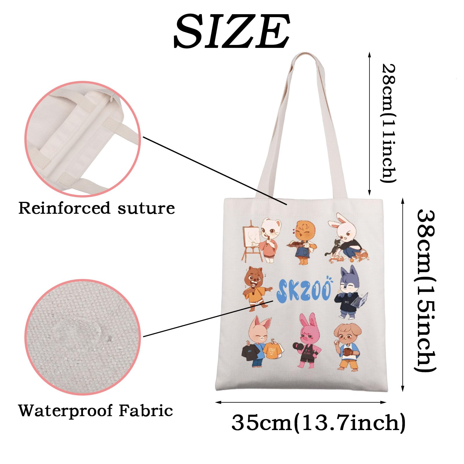 SKZ K-POP Group Canvas Tote Bag - Official STAY Fandom Merchandise | K-POP Music Lover Shoulder Bag Gift for Fans | Perfect for Concerts, School & Daily Use