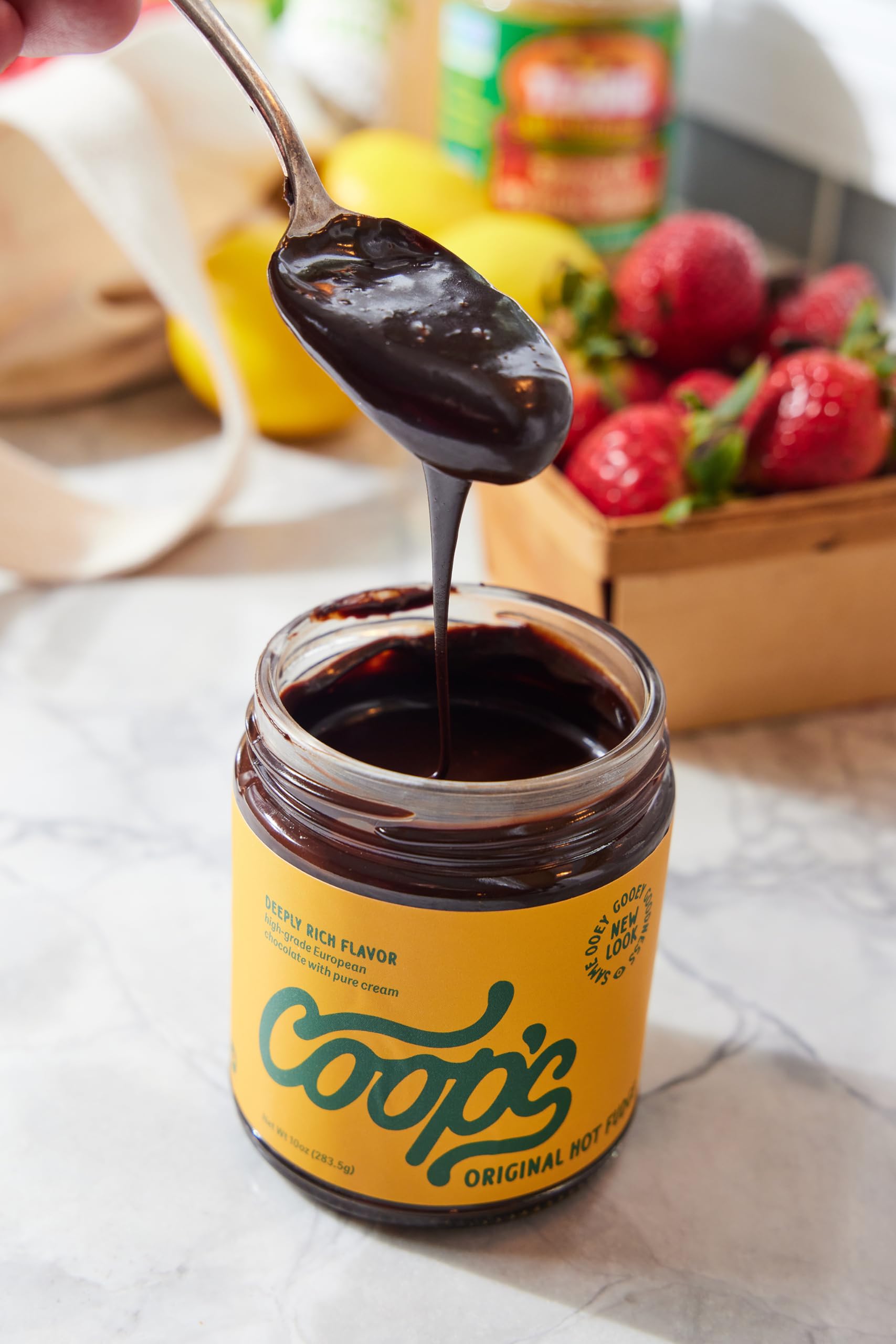 Coop's Original Hot Fudge Sauce - Gourmet All Natural Chocolate Topping for Ice Cream, Sundaes & Desserts | Gluten Free, Non-GMO, Handcrafted | 10 Oz Jar - Perfect for Parties, Family Gatherings & Sweet Treats