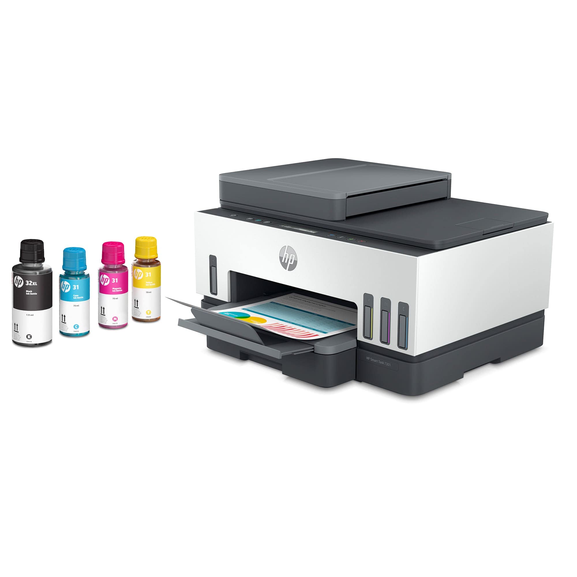 HP Smart-Tank 7301 Wireless All-in-One Inkjet Printer with 2 Years of Ink Supply - Mobile Printing, Scanning, Copying, Auto Document Feeder (28B70A, Gray) - Ideal for Home Office, Small Business & Remote Work
