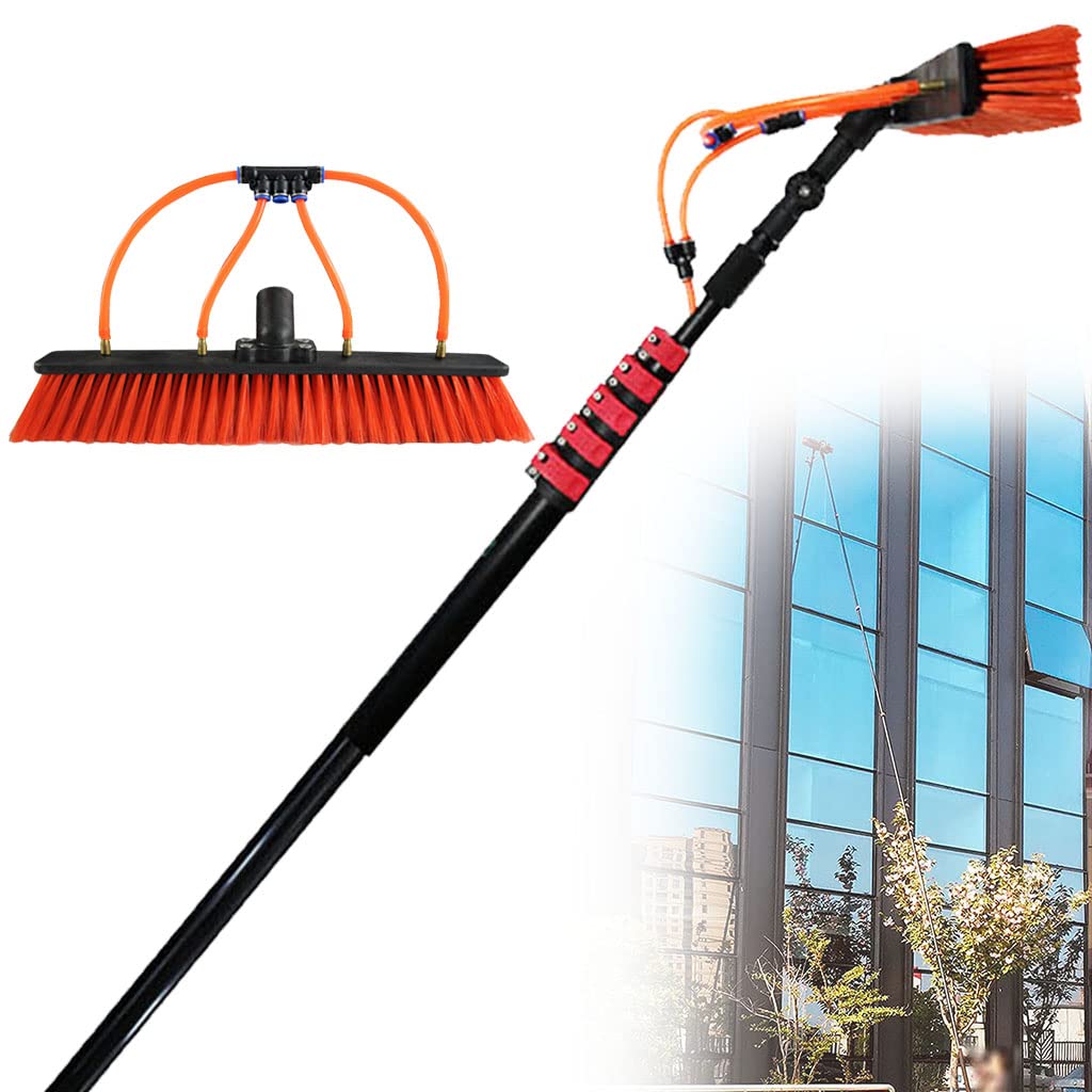 **Extendable Window Squeegee Cleaner Kit - 29ft/9m Telescopic Pole with Water Spray Brush for Glass, Roof & Solar Panel Cleaning - Perfect for High Windows, Skylights, and Photovoltaic Maintenance**