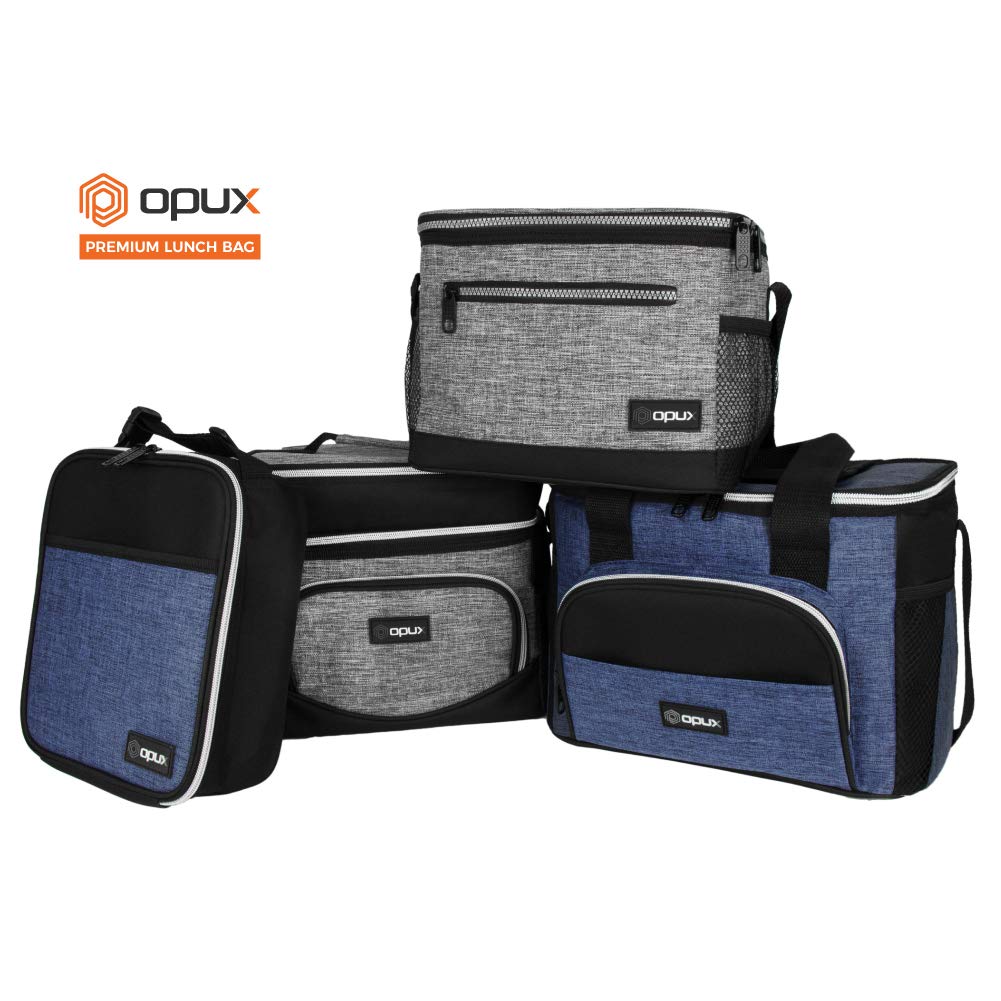 OPUX Insulated Lunch Box for Men & Women - Leakproof Soft Cooler Tote for Work, School & Travel - Large Lunch Bag for Adults & Kids - Perfect for Picnic, Beach, Hiking & Office - Heather Grey