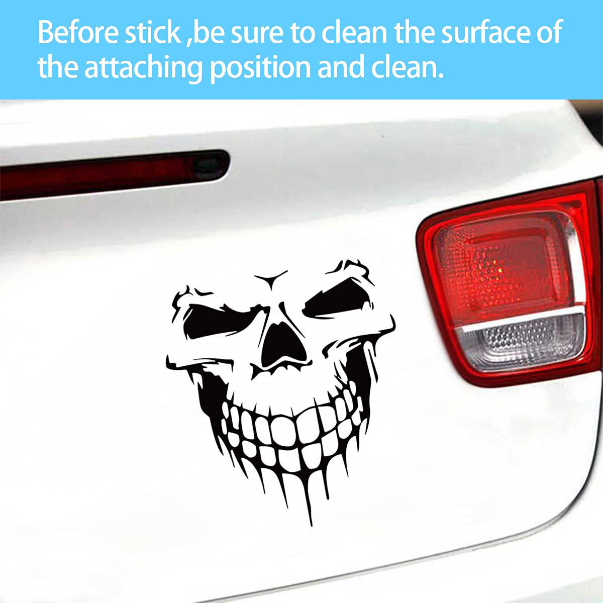 3D Reflective Waterproof Skull Decals for Cars and Trucks - Black Skull Stickers for Car Windows and Doors, Perfect for Halloween, Car Shows, and Custom Vehicle Decoration