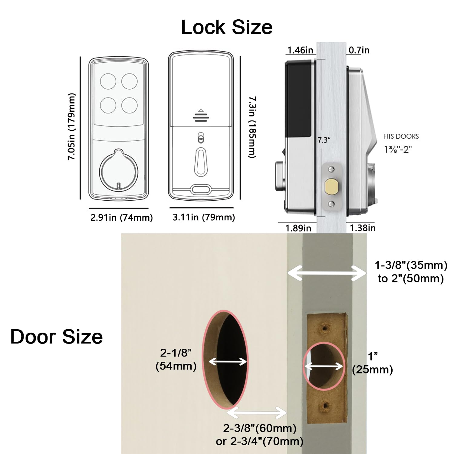 Lockly Secure Plus Smart Door Lock - Keyless Entry with PIN Genie® Keypad & 3D Fingerprint Sensor - Auto-Locking Deadbolt for Front Doors (Satin Nickel) - Ideal for Home Security & Smart Home Automation