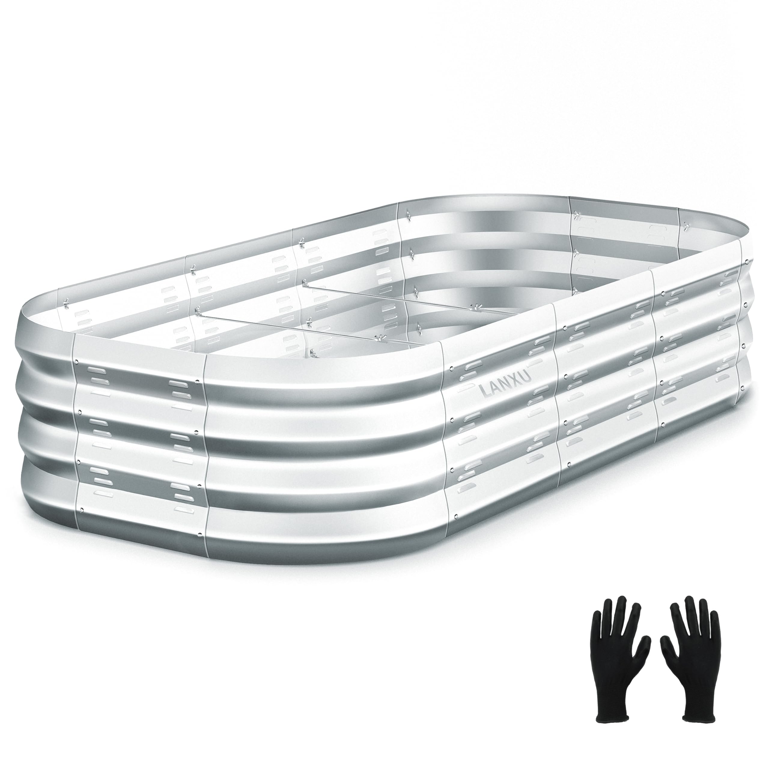 Galvanized Steel Raised Garden Bed Kit - 5x3x1FT Metal Planter Box with Breathable Side Vents - Durable 0.6MM Thickness for Vegetables, Flowers & Herbs - Perfect for Backyard, Patio & Urban Gardening - Large Square Silver Outdoor Planter