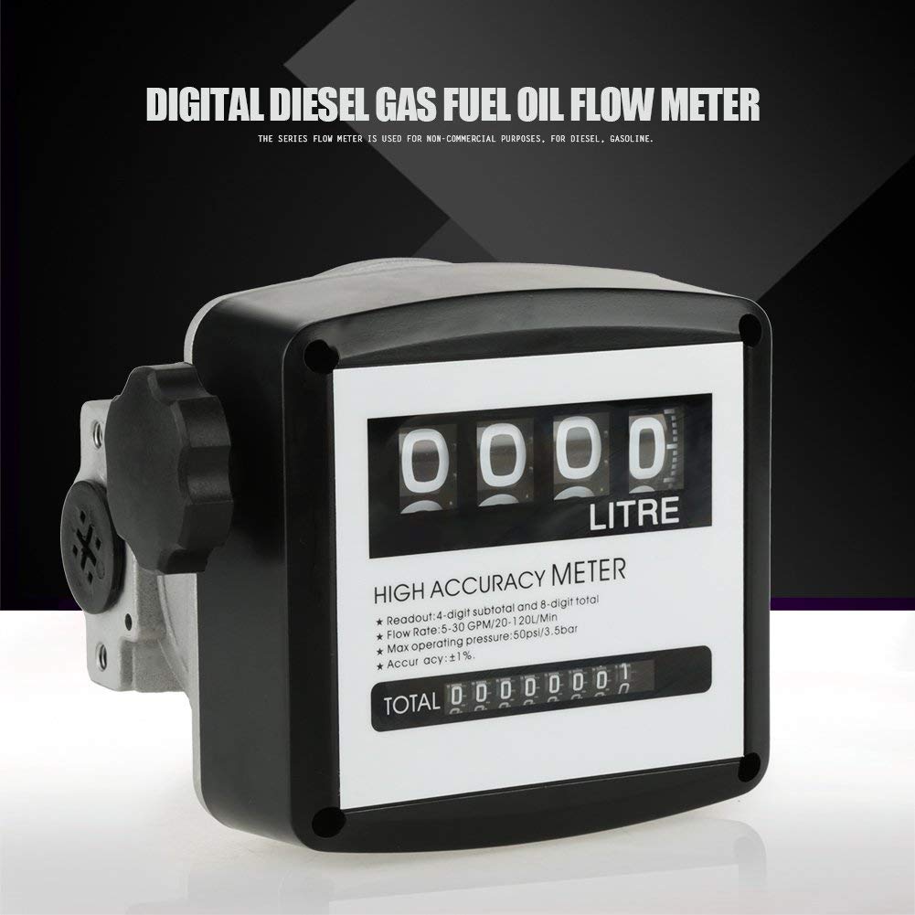4-Digit Mechanical Diesel Fuel Flow Meter 25mm (1