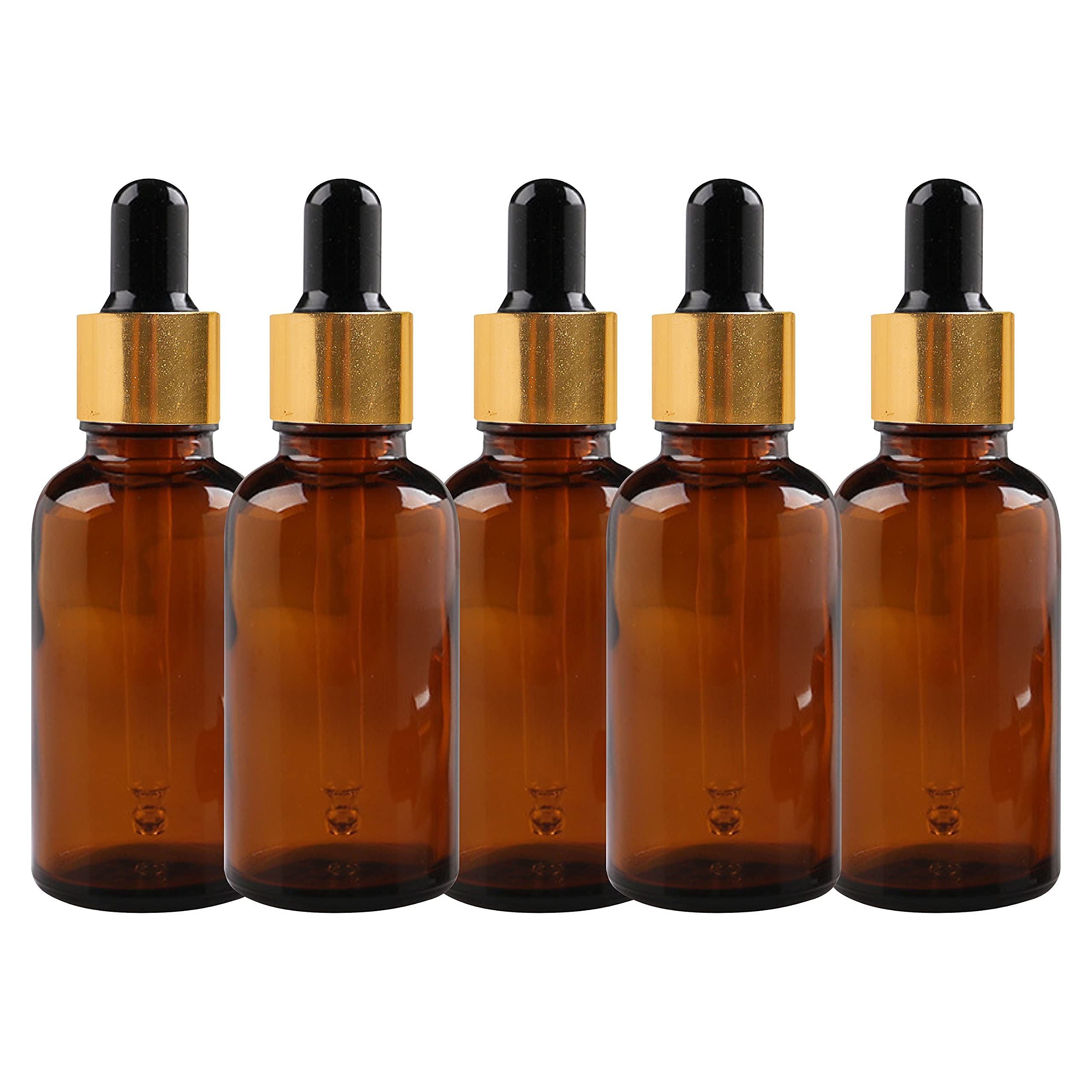 Premium 15ml Amber Glass Bottles with Gold Plated Dropper - Essential Oil Bottles, Perfume Bottles, Serum Containers (Pack of 3) - Perfect for DIY Beauty, Aromatherapy & Travel Size Storage