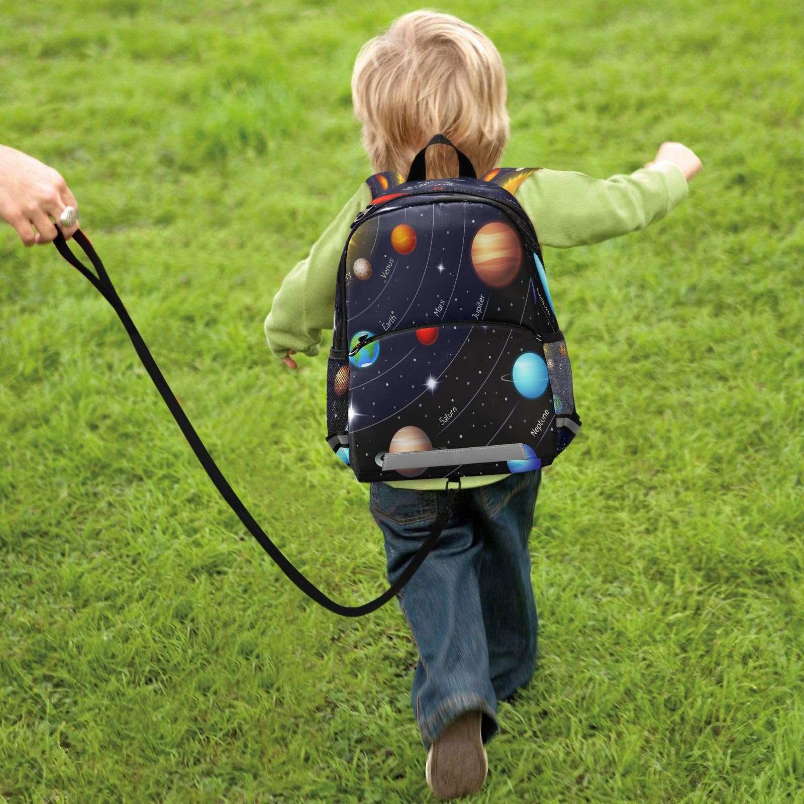 Solar System Planet Backpack for Kids - Boys & Girls Toddler Bookbag with Leash, Preschool & Kindergarten School Bag, Elementary Daypack for Travel, Nursery & Primary Students - Perfect for School, Daycare & Outdoor Adventures