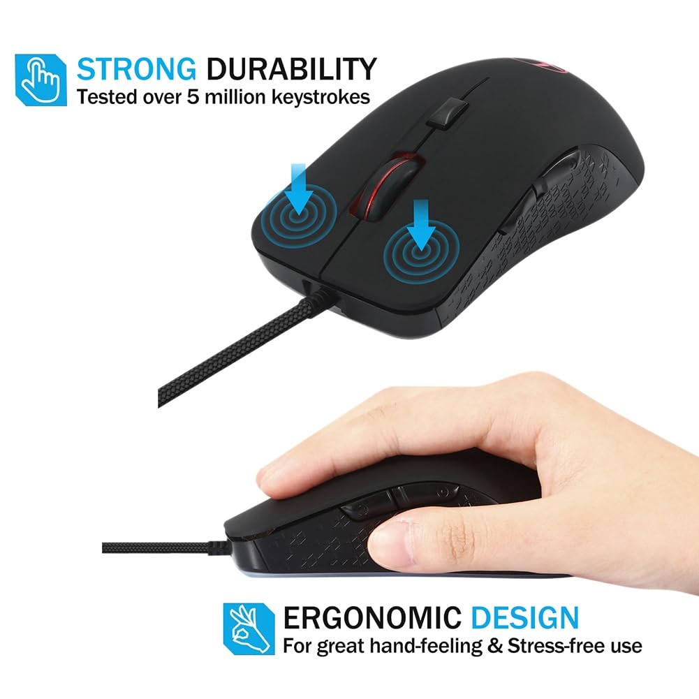Lnfxkvva Heated Gaming Mouse - 2400 DPI Adjustable Wired Mouse with Heating Function for Cold Winter, Ergonomic Design for PC Gamers - Perfect for Office Work, Gaming Sessions & Winter Computer Use