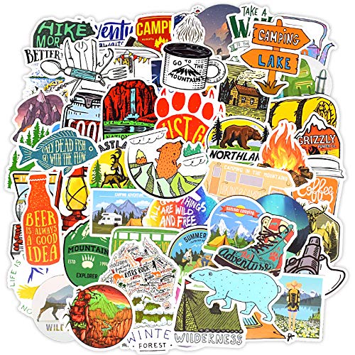 100-Pack Waterproof Vinyl Adventure Stickers for Laptop, Car, Skateboard & Luggage - Wilderness Nature Decals for Hiking, Camping & Travel - Perfect for Outdoor Enthusiasts & Party Supplies