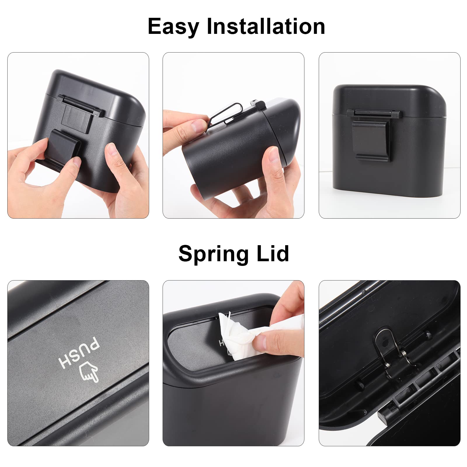 2 Pack Mini Car Trash Can with Lid & 150 Trash Bags - Leakproof Auto Garbage Bin for Front/Back Seat - Perfect for Road Trips, Commuting & Car Organization Accessories