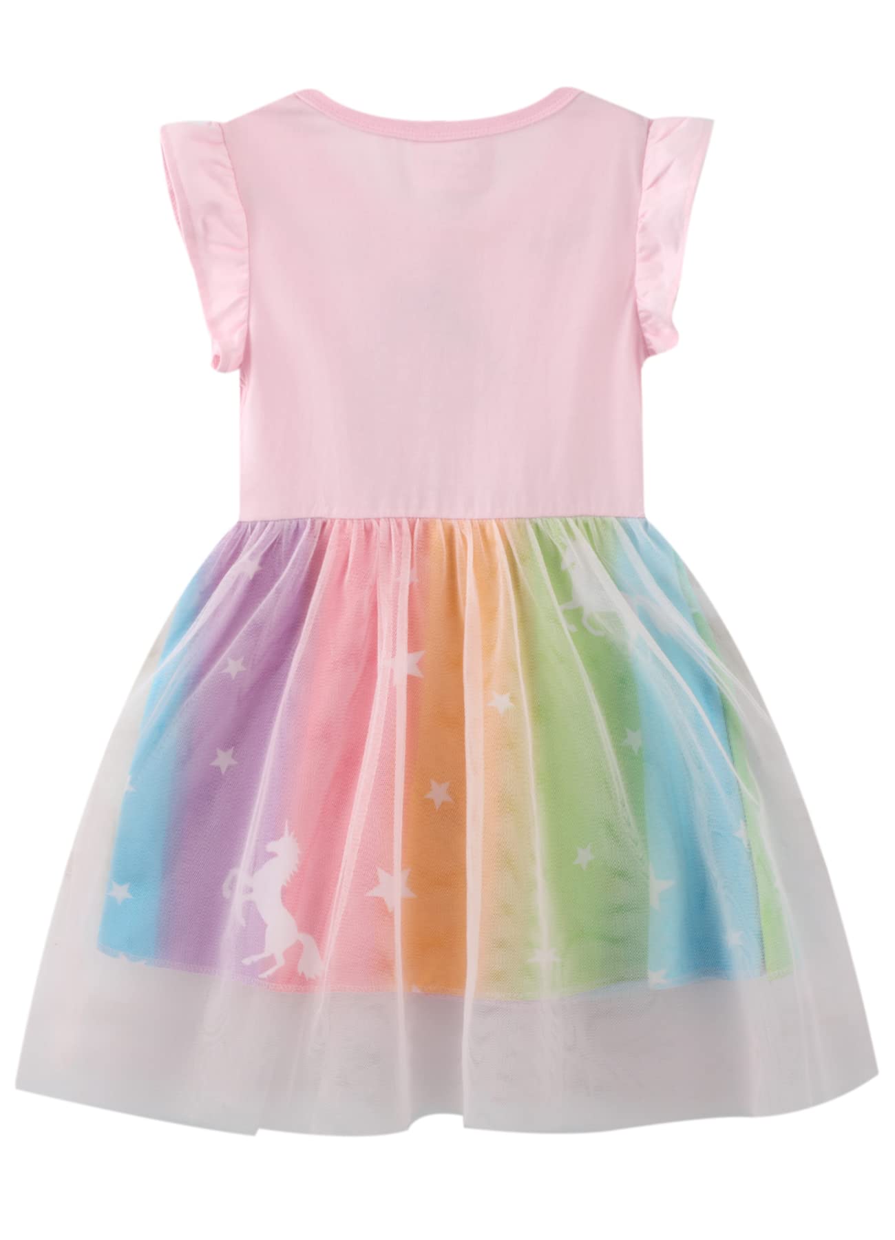 Cute Toddler Girls Summer Dress with Short Sleeves & Tutu Skirt - Age 2-7 Years - Perfect for Playdates, Birthday Parties & Outdoor Adventures