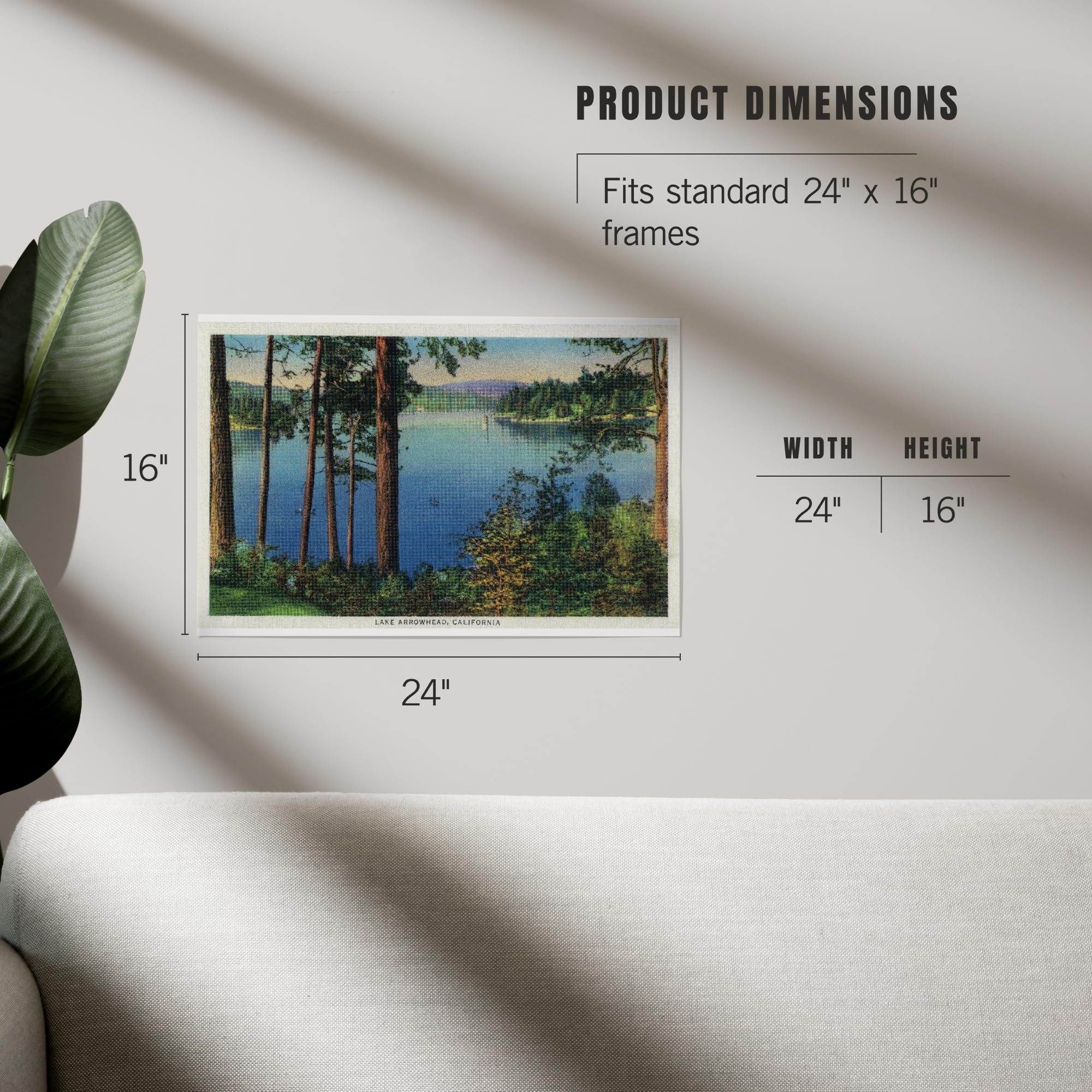 Lantern Press 16x24 Inch Giclee Art Print - Lake Arrowhead Landscape Wall Decor for Living Room, Bedroom & Office | Premium Canvas Artwork for Home & Office Decoration