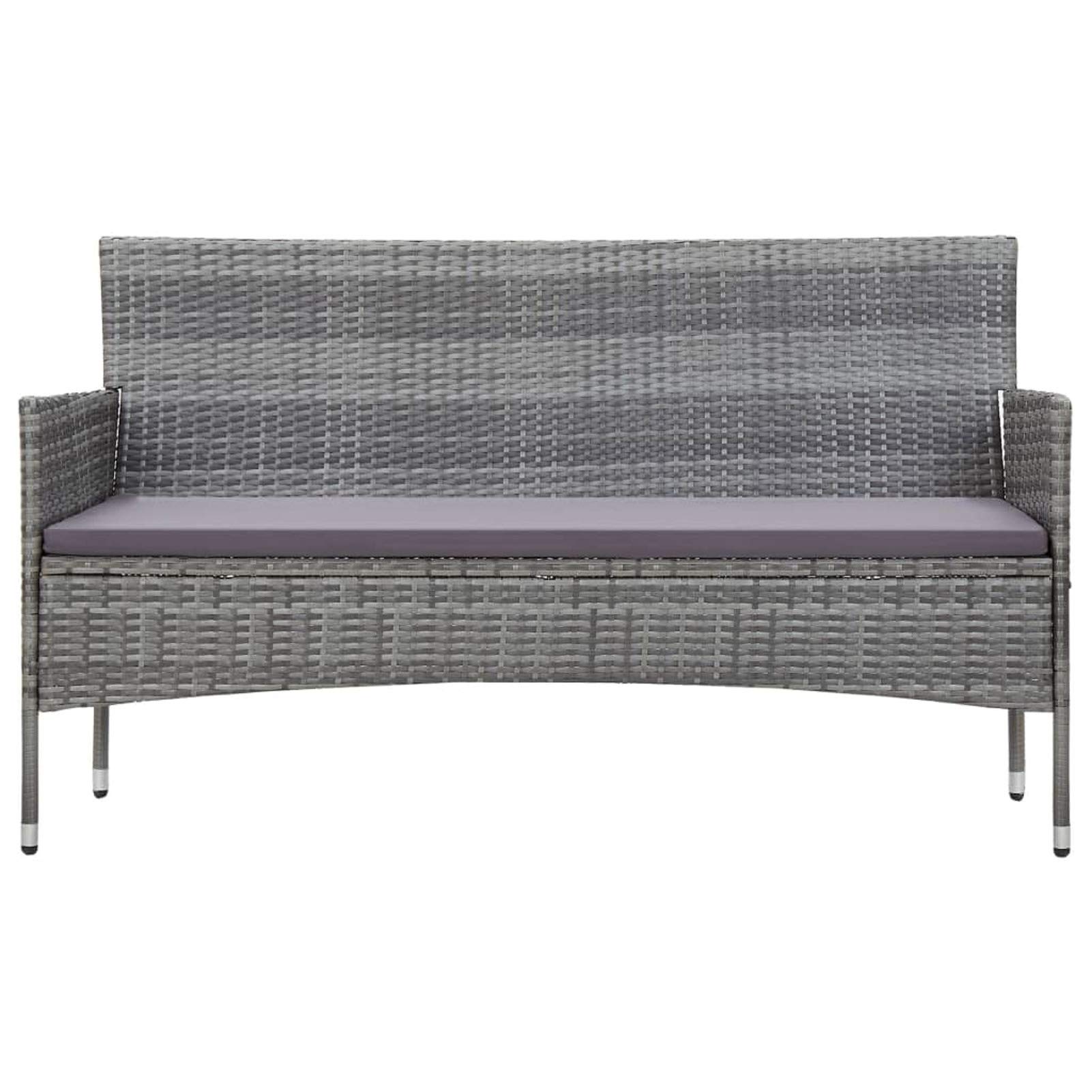 3-Seater Garden Sofa Set with Cushions - Grey Poly Rattan Outdoor Patio Furniture for Backyard, Poolside & Balcony - Weather-Resistant Lounge Seating for Relaxation & Entertainment