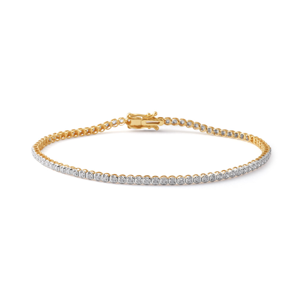 9ct Yellow Gold 1/3 Carat Diamond Tennis Bracelet 17.5cm - Elegant Jewelry for Women, Perfect for Weddings, Anniversaries & Special Occasions