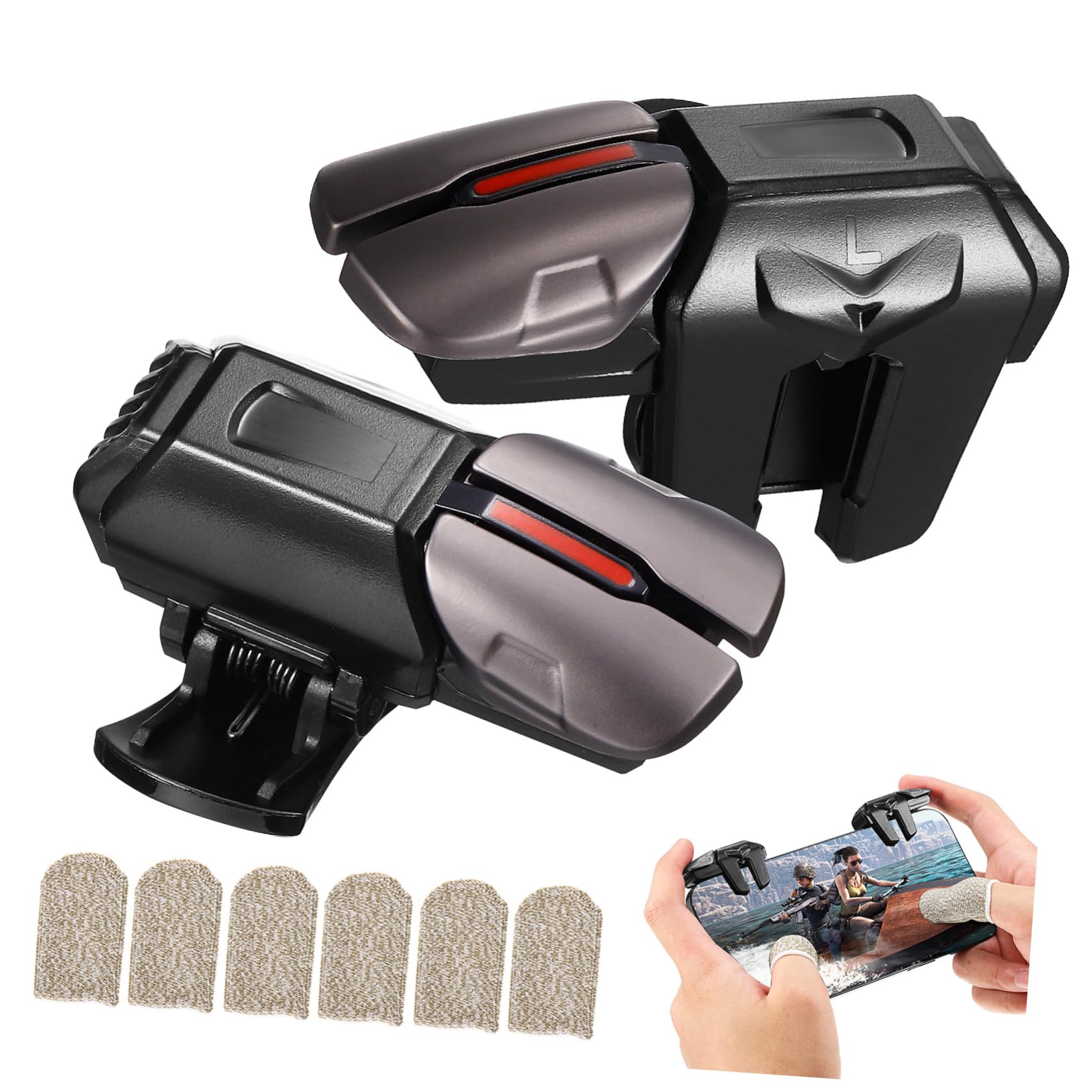 4 Pairs Auxiliary Button Gaming Triggers for PUBG Mobile - Phone Controller Grip with Cooling Radiator - Game Accessories for iPhone & Android - Enhance FPS Shooting in Fortnite, Call of Duty Mobile & More