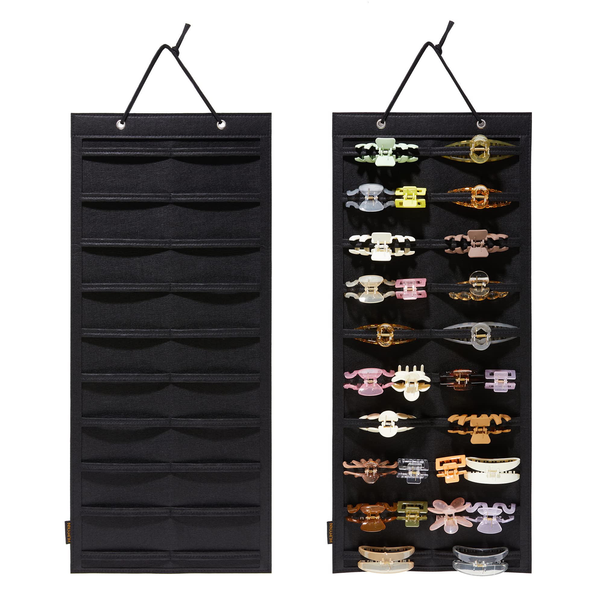 Wall Mounted Hair Claw Clip Organizer for Women & Girls - Black Hair Accessory Storage Holder for Closet, Door, or Bathroom - Perfect for Home, Dorm, and Travel Organization
