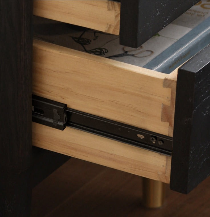 Solid Oak Wood Nightstand in Smoked Finish - Perfect for Bedroom, Living Room, or Office Furniture