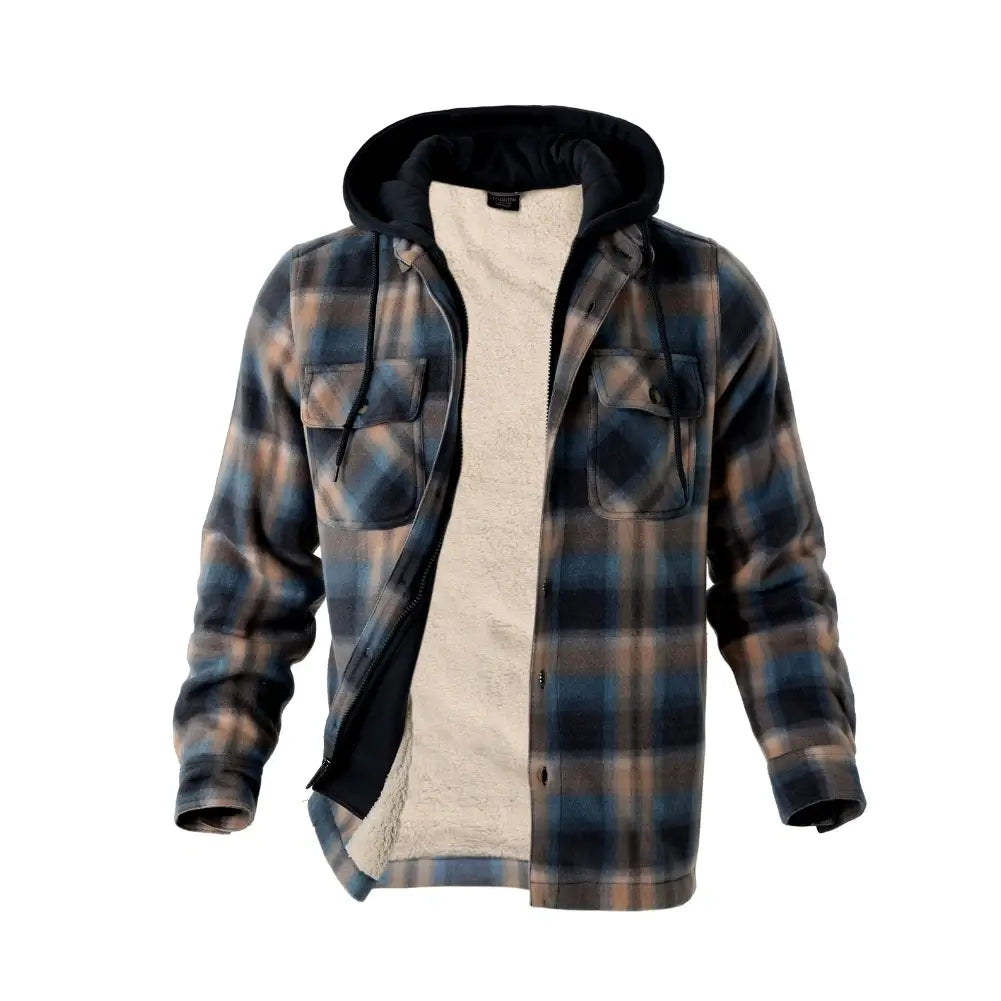Men's Warm Plaid Berber Fleece Lined Jacket - Winter Outdoor Casual Coat for Hiking, Camping & Daily Wear
