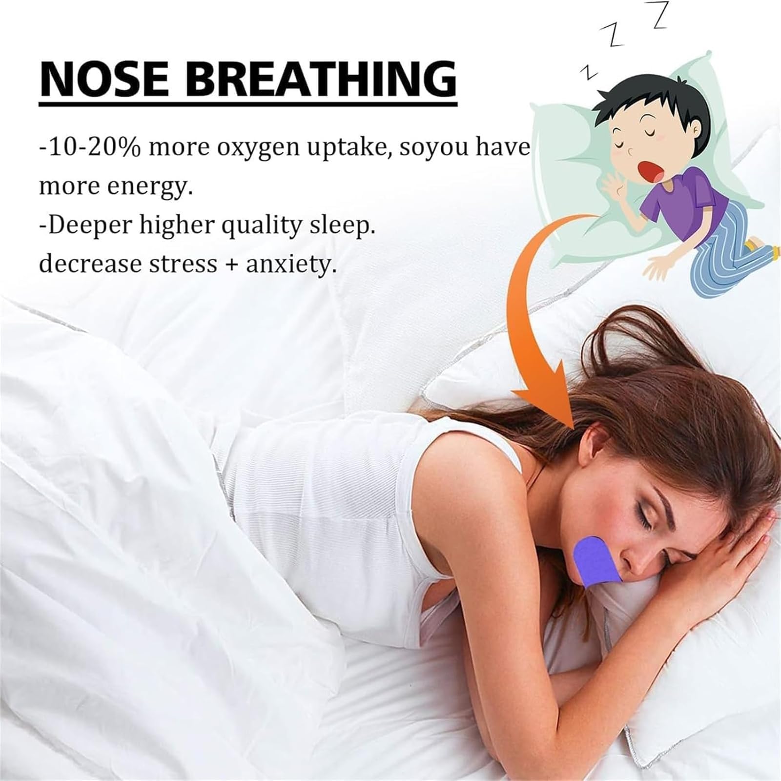 Noctivo Anti-Snoring Mouth Tape for Sleep Apnea - Breathable Sleeping Aid to Stop Snoring & Mouth Breathing - 1 Pack - Perfect for Nighttime Use and Travel