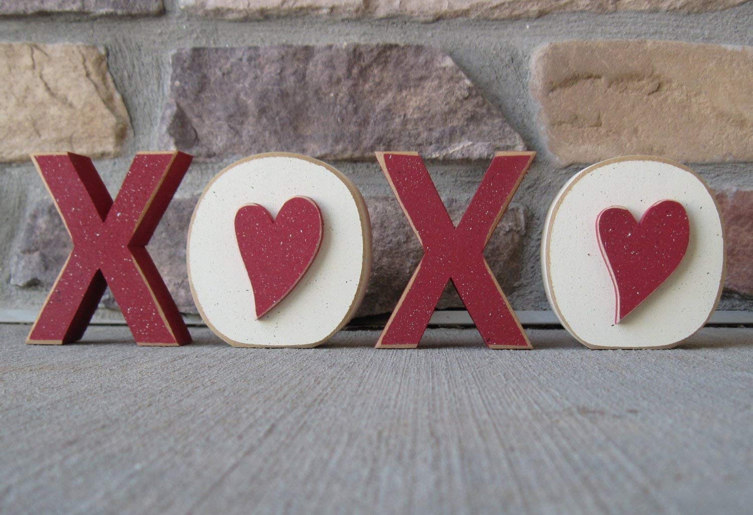 XOXO Blocks - Valentine's Day Wooden Decorative Letters for Shelves, Desks, Mantles & Home Decor | Perfect for Romantic Gifts, Wedding Decorations & Cozy Living Room Accents