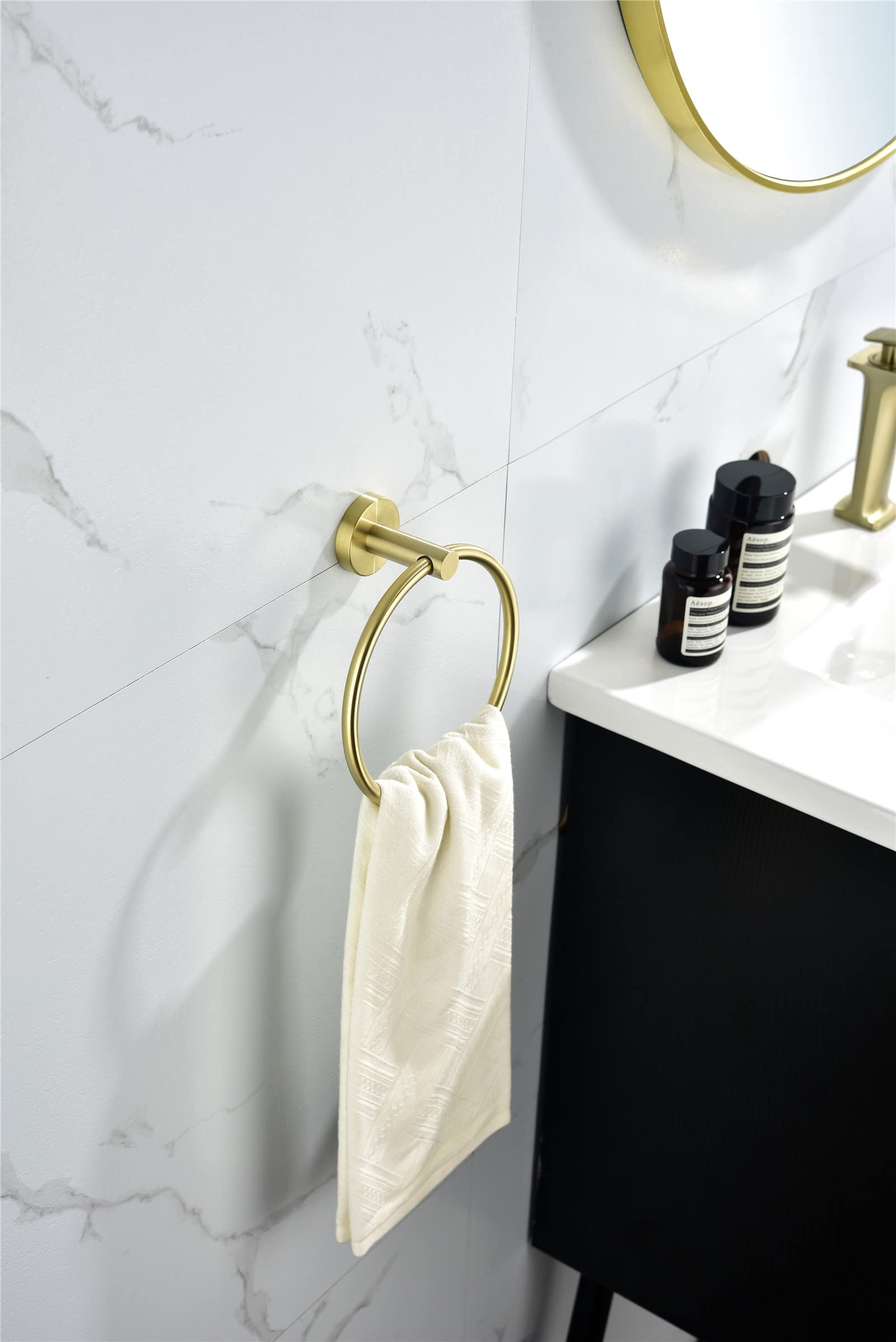 6-Piece Bathroom Hardware Set - SUS304 Stainless Steel Wall Mounted Towel Bar, Toilet Paper Holder & Robe Hooks - Modern Gold Bathroom Accessories Kit for Home, Hotel & Spa Decor
