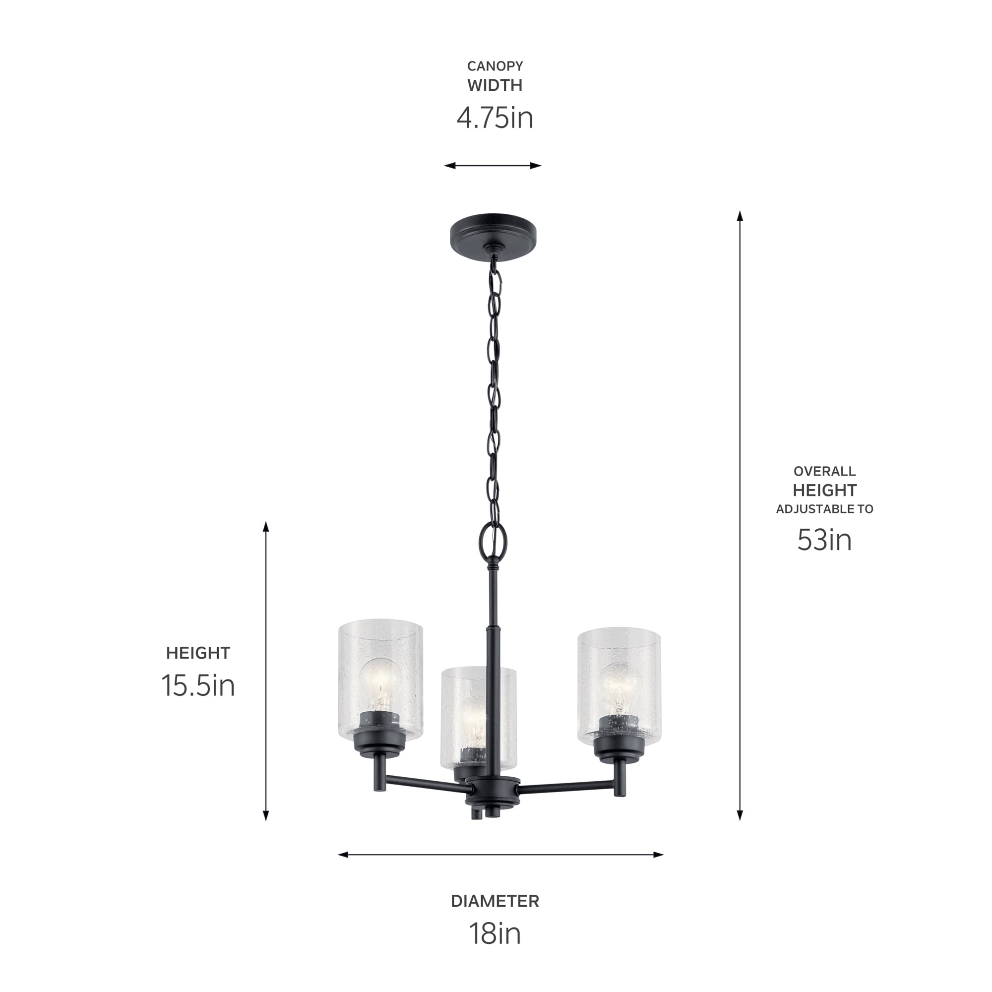 Kichler Winslow 3-Light Black Chandelier - 18