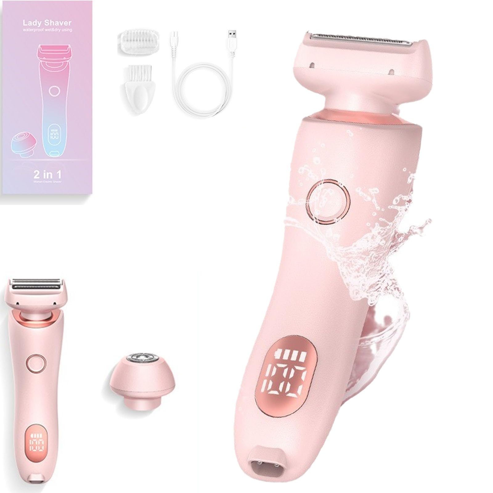 Dusk Glide Pro 3.0 Women's Electric Razor - 2-in-1 Waterproof Shaver for Smooth Legs & Bikini Line, Pink | Perfect for Travel, Gym & Quick Hair Removal at Home