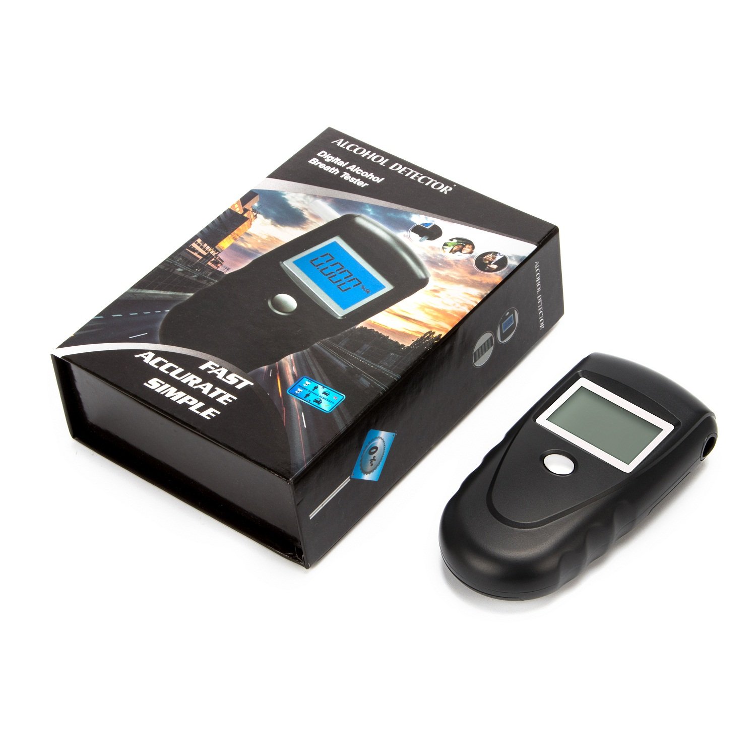 Professional Digital Breathalyzer - Portable Alcohol Breath Tester with 10 Disposable Mouthpieces for Personal & Workplace Safety | Accurate BAC Measurement for Drivers, Party-Goers & Safety Officers