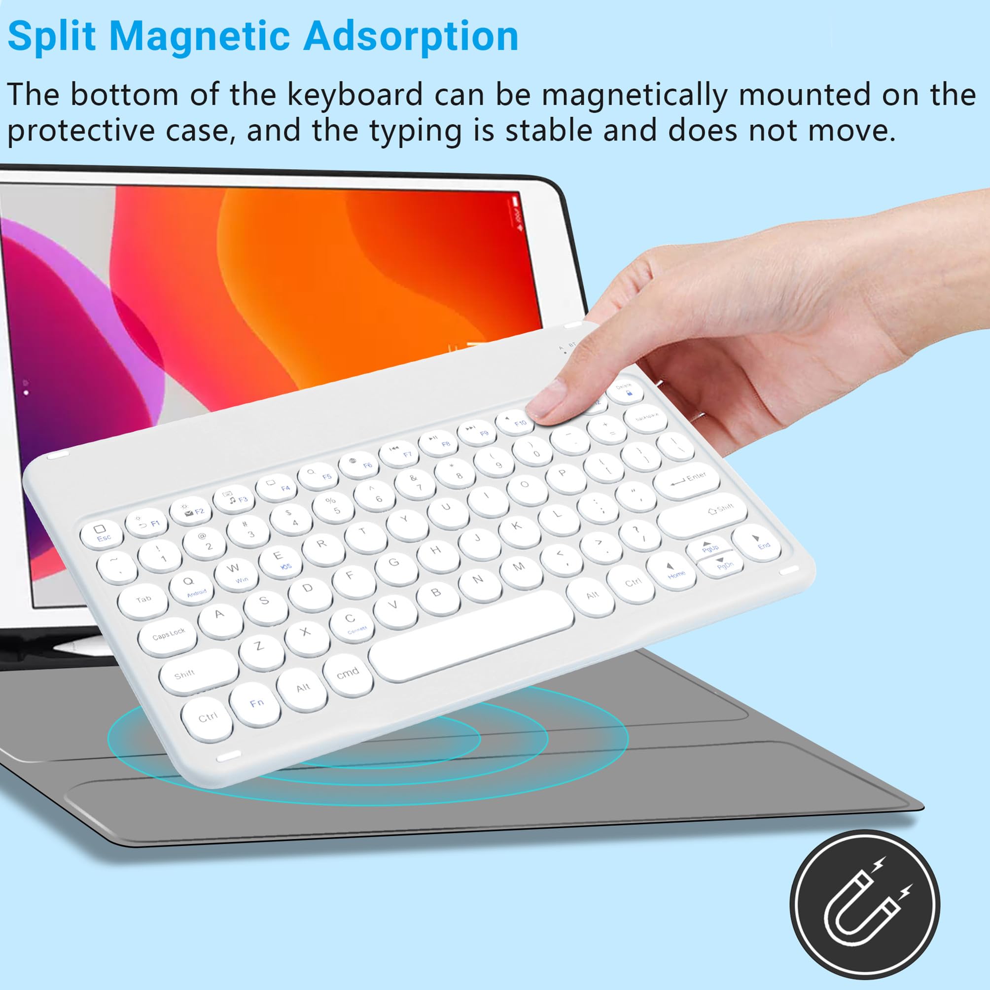 Ultra-Slim Wireless Bluetooth Keyboard and Mouse Combo - Portable Cordless Keyboard for Android, iPhone, iPad, Windows, Surface - Perfect for Office, Home, Travel & Mobile Work (White)