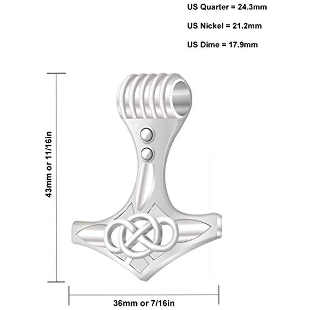 925 Sterling Silver Thor's Hammer Pendant Necklace - 43mm Large Viking Jewelry for Men, Norse Mythology Inspired Jewelry - Perfect for Viking Lovers, Cosplay, and Gift Giving