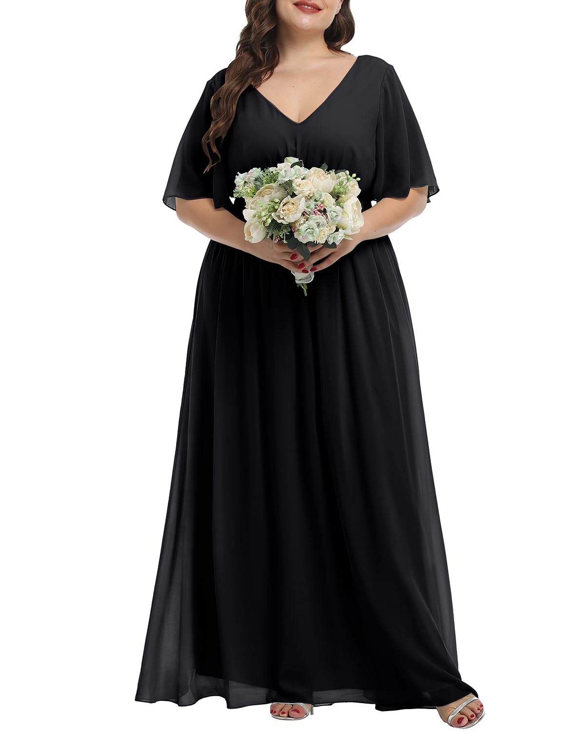 Elegant Plus Size Chiffon Maxi Dress for Women - Wedding Guest & Bridesmaid Formal Gown | Perfect for Evening Parties, Prom & Special Occasions