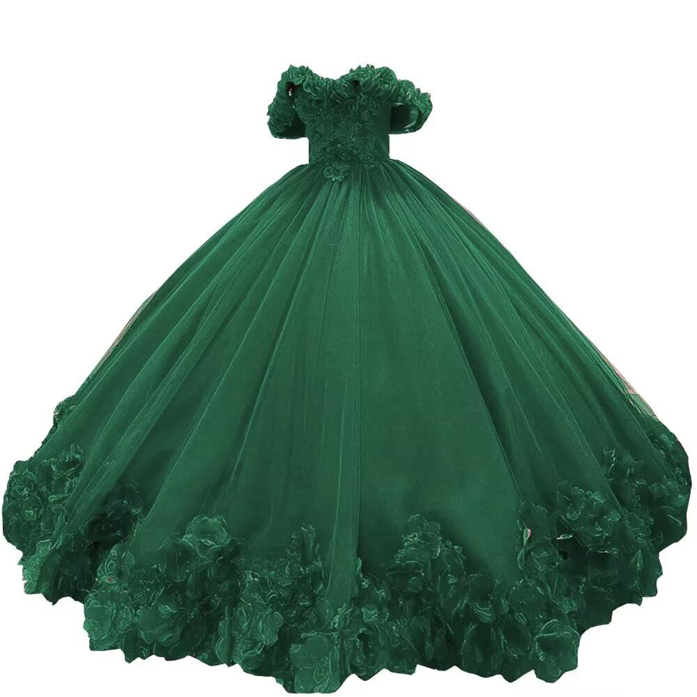 Handmade Organza Flower Applique Quinceanera Dress - A-Line Off Shoulder Princess Wedding Gown for Brides, Bridesmaids & Special Occasions | Perfect for Quinceañeras, Weddings, Prom & Formal Events 2025