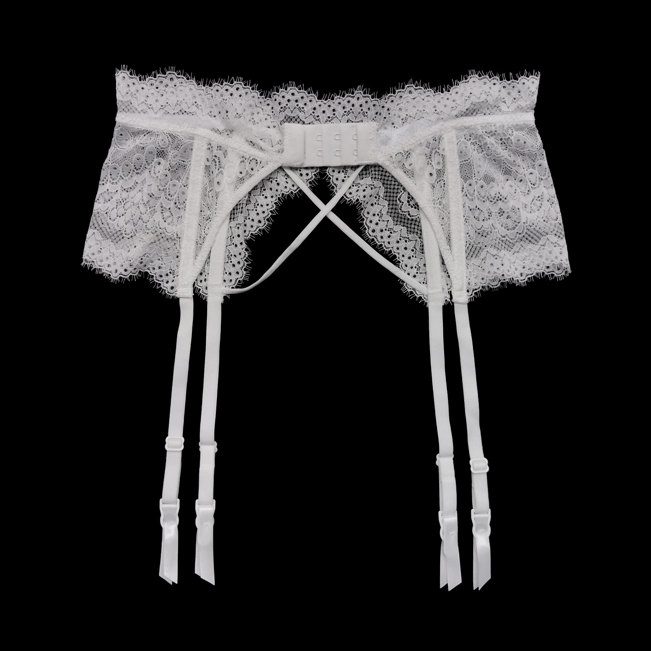 TVRtyle Black Women's Lace Eyelash Metal Clip Garter Belt for Stockings - Sexy Lingerie Accessory for Bridal, Boudoir & Special Occasions