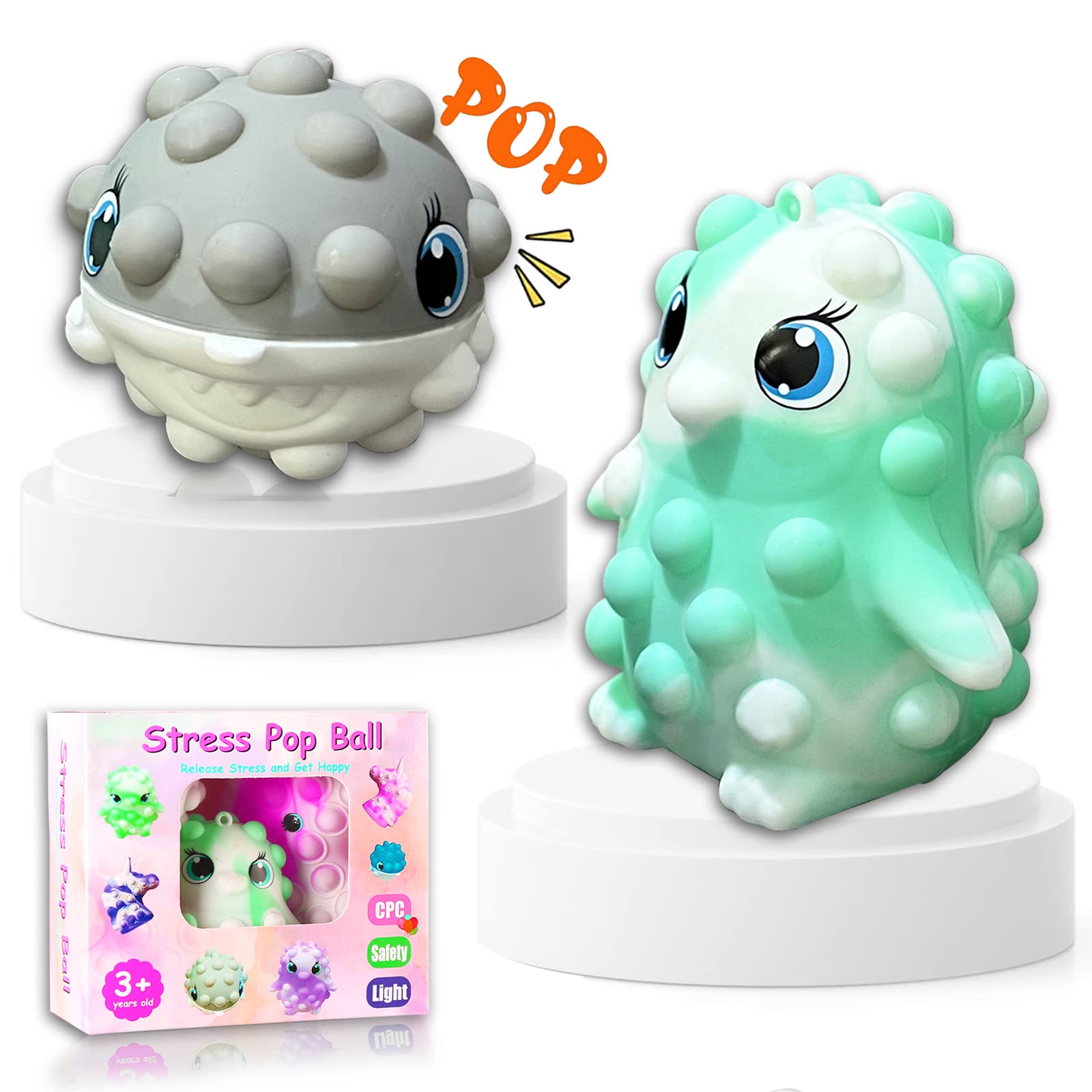 3D Pop Stress Balls Fidget Toys - Squeeze & Push Bubble Sensory Toys for Anxiety Relief, ADHD & Autism - Fun Party Favors for Adults & Kids (Great for Office, Classroom & Travel Stress Relief)
