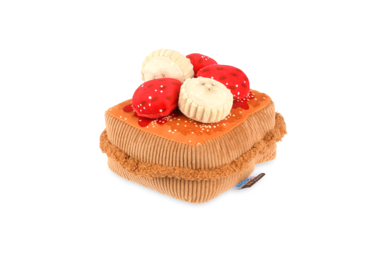 IHOP x P.L.A.Y. Squeaky Plush Dog Toys - Thick 'N Fluffy French Toast Stuffed Animal for Small & Medium Dogs - Perfect for Playtime, Cuddling & Training Rewards