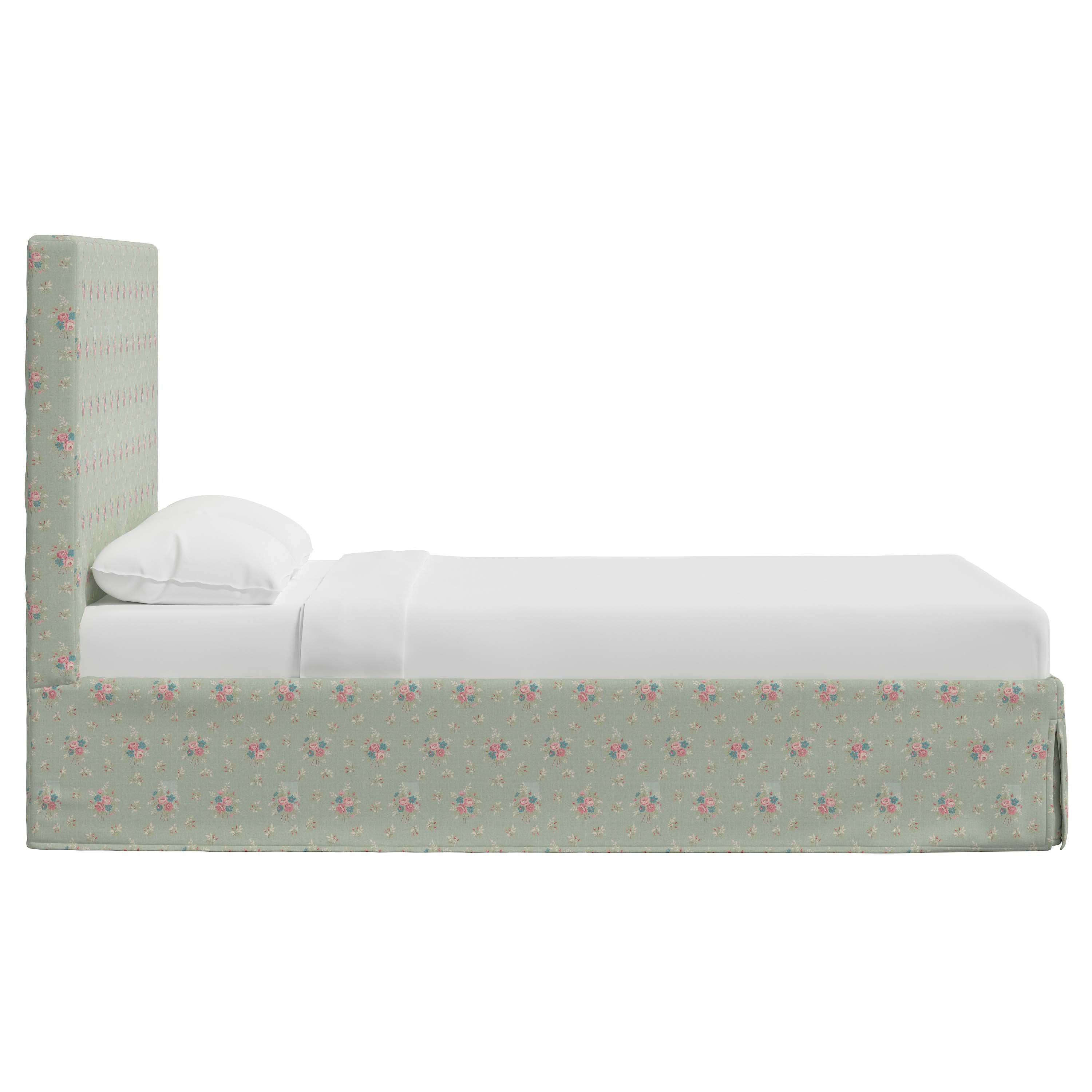 Violet Slipcovered Bed - Soft Washable Fabric Upholstered Queen Size Bed Frame with Headboard - Perfect for Modern Bedrooms, Guest Rooms & Cozy Home Decor