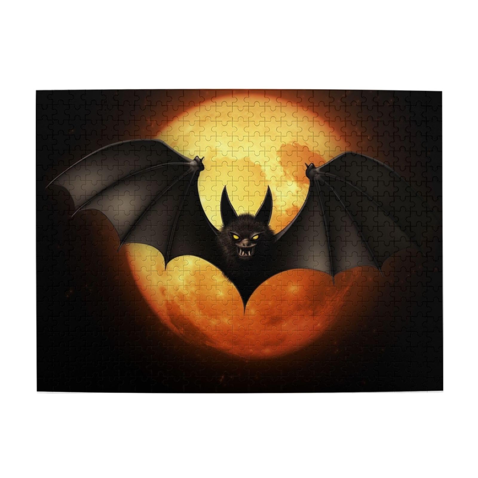 500-Piece Halloween Bat Wooden Jigsaw Puzzle for Adults - Personalized Photo Puzzle, Classic Family Game for Weddings, Birthdays & Valentine's Day Gifts (20.4