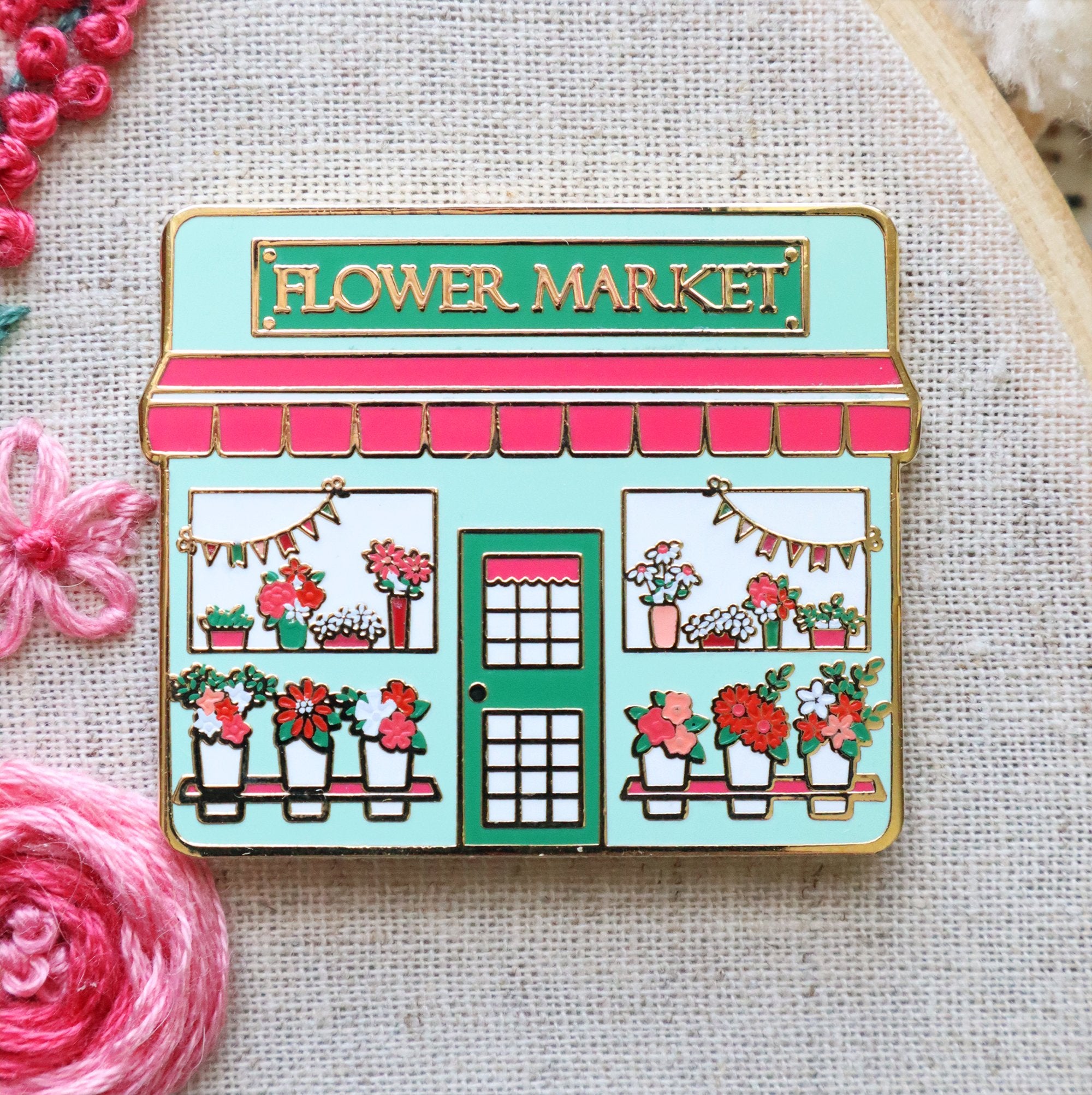 Flamingo Toes Flower Market Needle Minder - Magnetic Pin Cushion for Sewing, Quilting, Embroidery & Crafting - Perfect for Needlework, DIY Projects & Fabric Arts