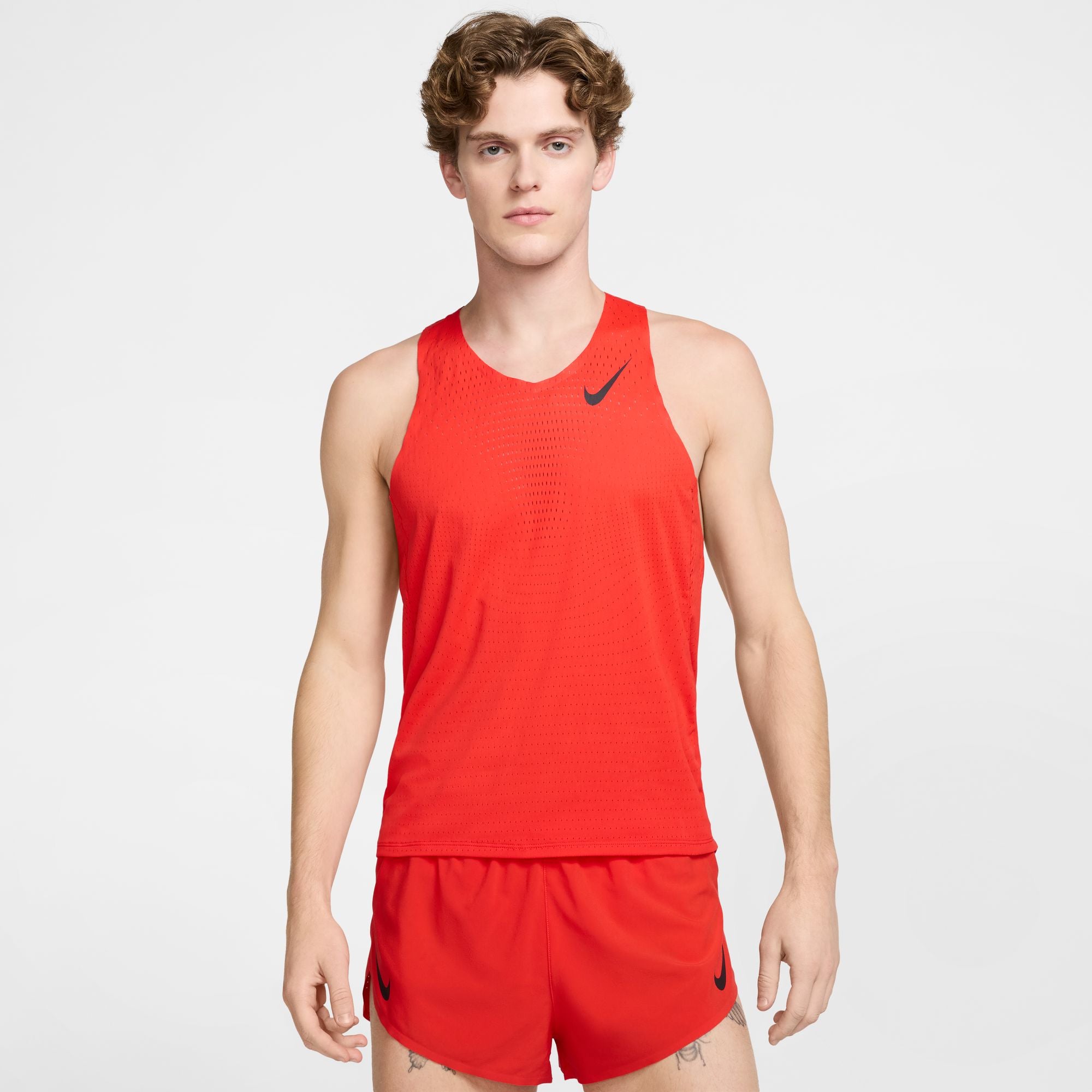Men's AeroSwift Dri-FIT ADV Running Singlet - Lightweight Moisture-Wicking Performance Shirt for Marathon & Training (696 LT Crimson/Black) - Perfect for Summer Running, Gym Workouts & Outdoor Sports