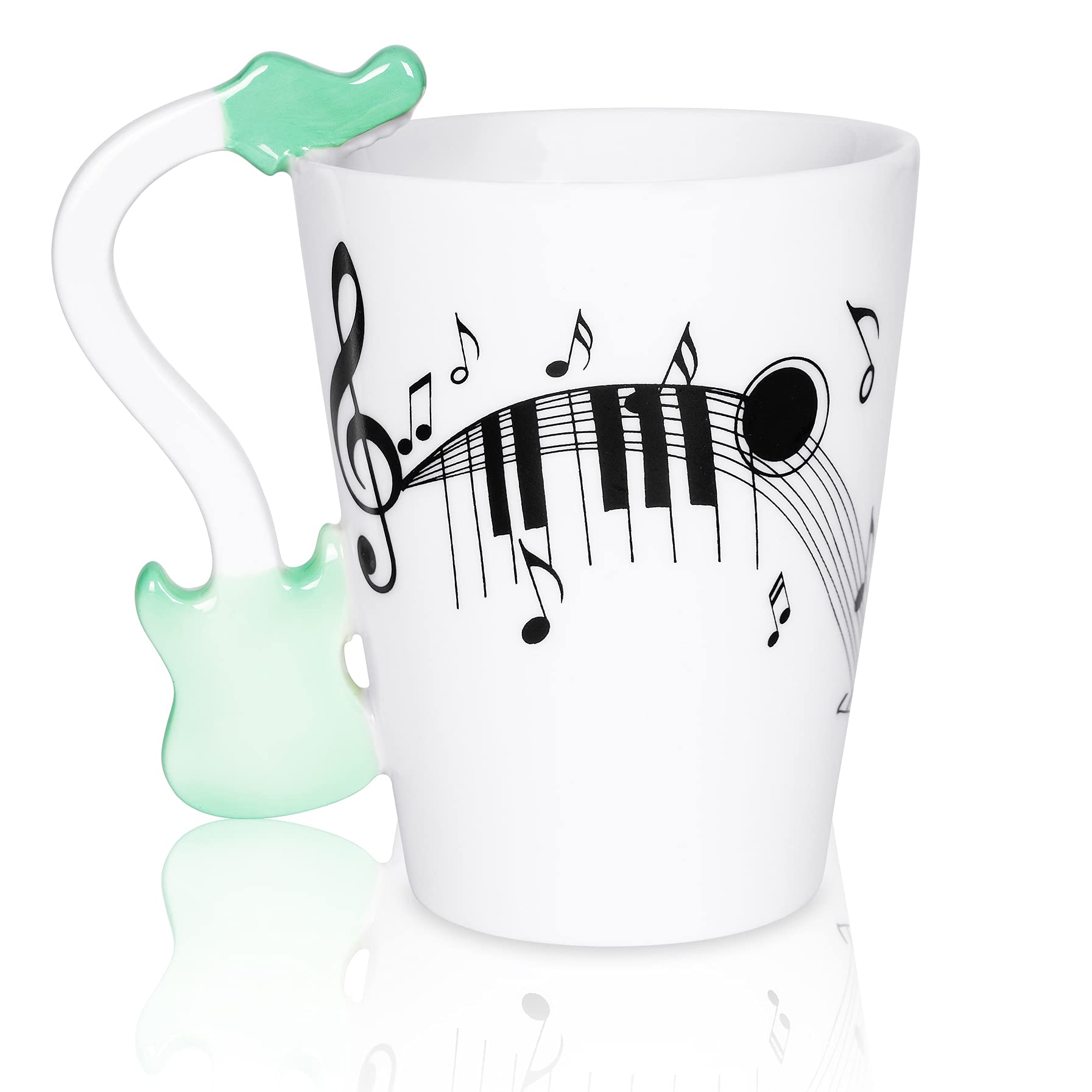 **13.5 oz Guitar Coffee Mug - Music-Themed Gift for Guitar Players & Musicians - Perfect for Birthday, Christmas, Office & Home Use - Ideal for Coffee, Tea & Hot Drinks (New-Green)**