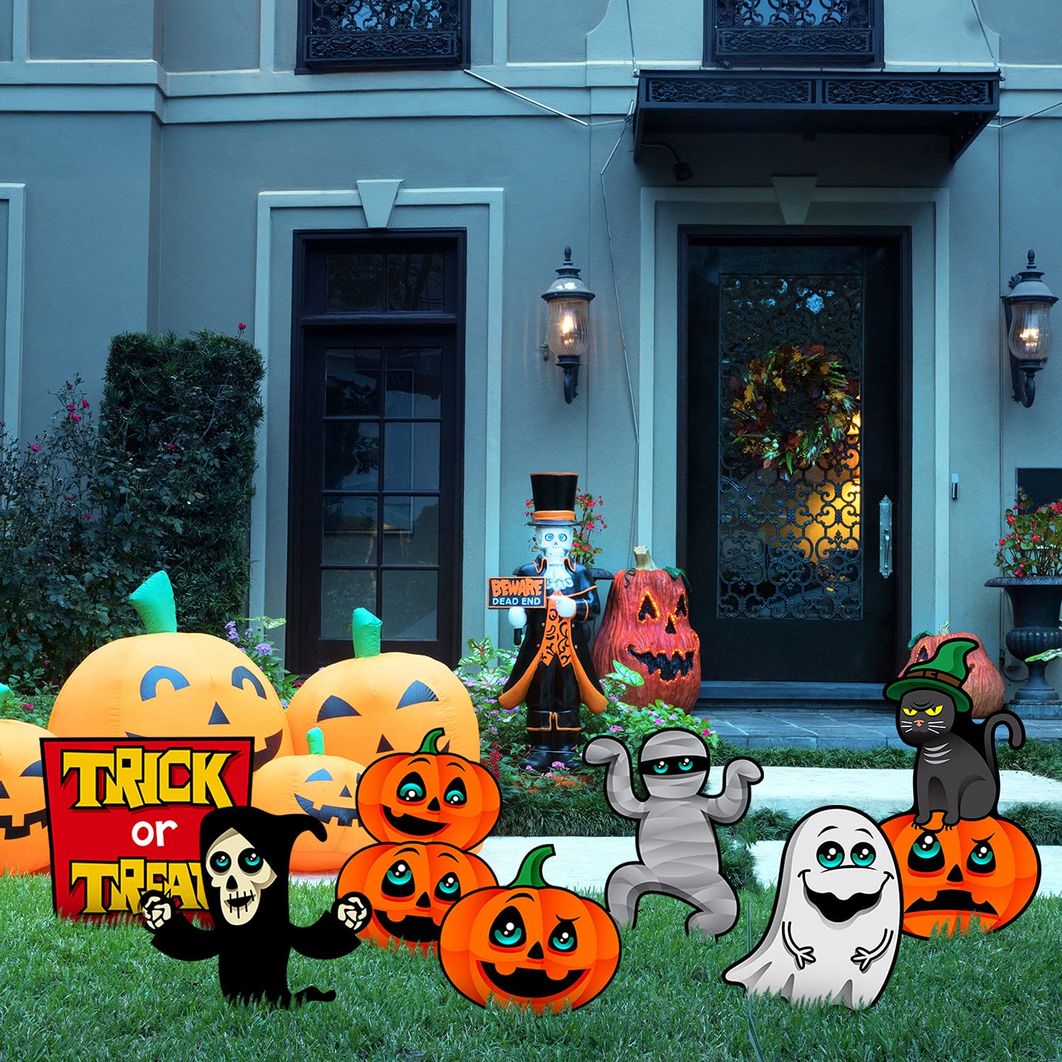 Spooky Halloween Outdoor Decorations - Haunted House Yard Signs with Metal Stakes for Scary Theme Parties | Perfect for Front Lawn, Garden & Halloween Night Decor