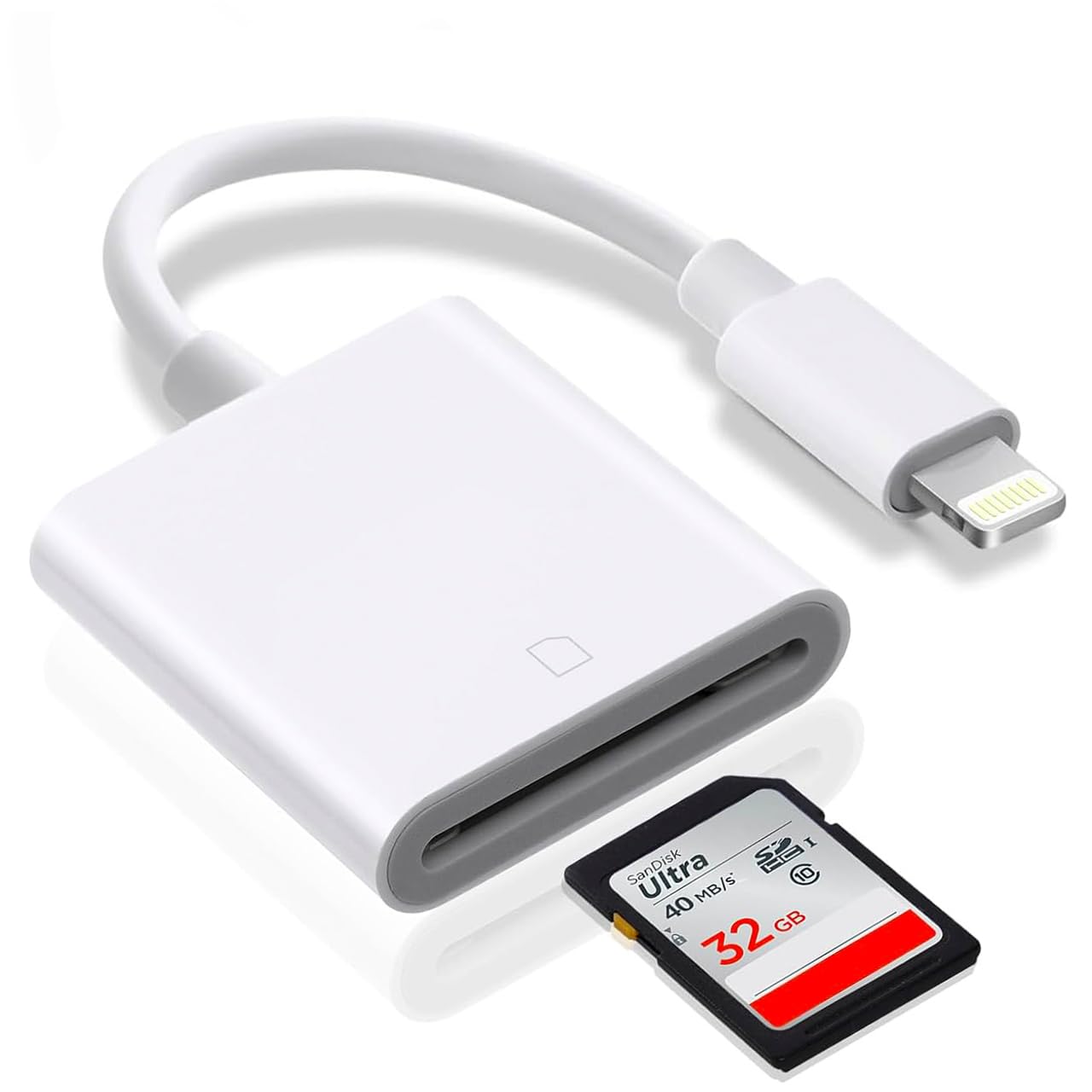 High-Speed SD Card Reader for iPhone & iPad - Compatible with iPhone 14/13/12/11/XS/XR/X/8/7/SE & iPad - Memory Card Adapter for Trail Cameras, DSLR Photos & File Transfer - Perfect for Outdoor Photography, Hunting & Content Creators