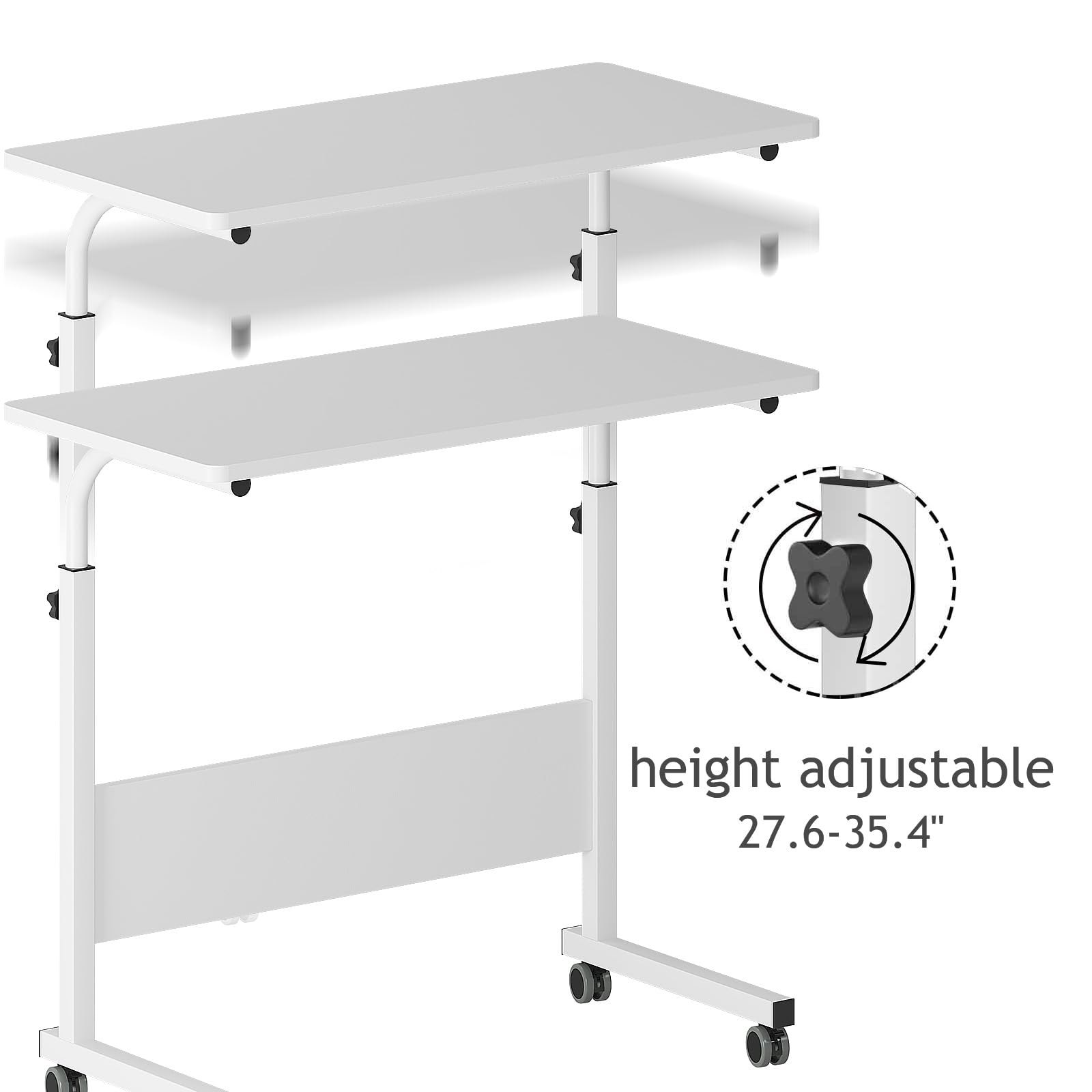 DlandHome Adjustable Rolling Desk - 31.4