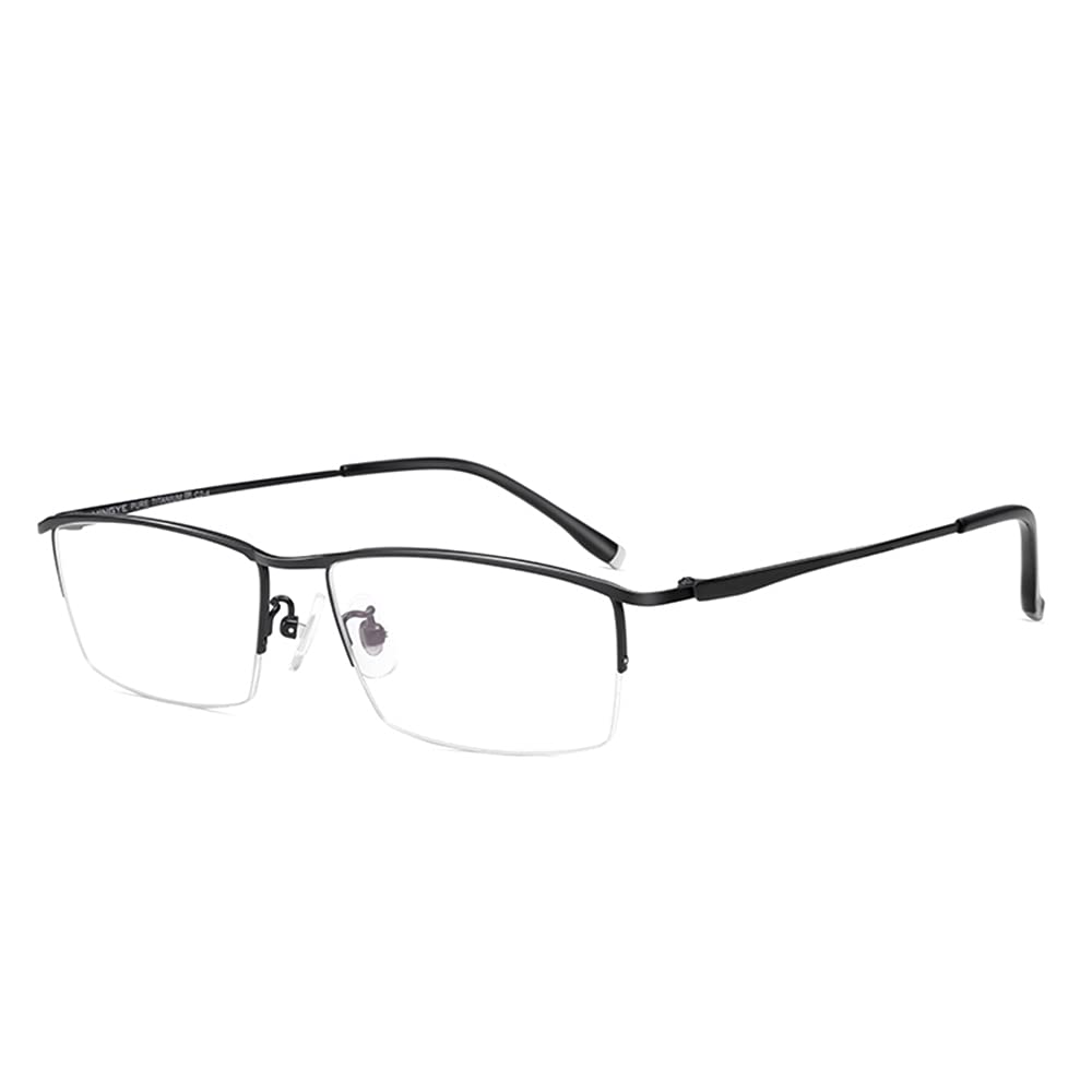 Progressive Multi-Focus Anti-Blue Light Reading Glasses for Men - Pure Titanium Frame Anti-Fatigue Computer Glasses (Black, +1.00) - Perfect for Office Work, Gaming & Digital Screen Use