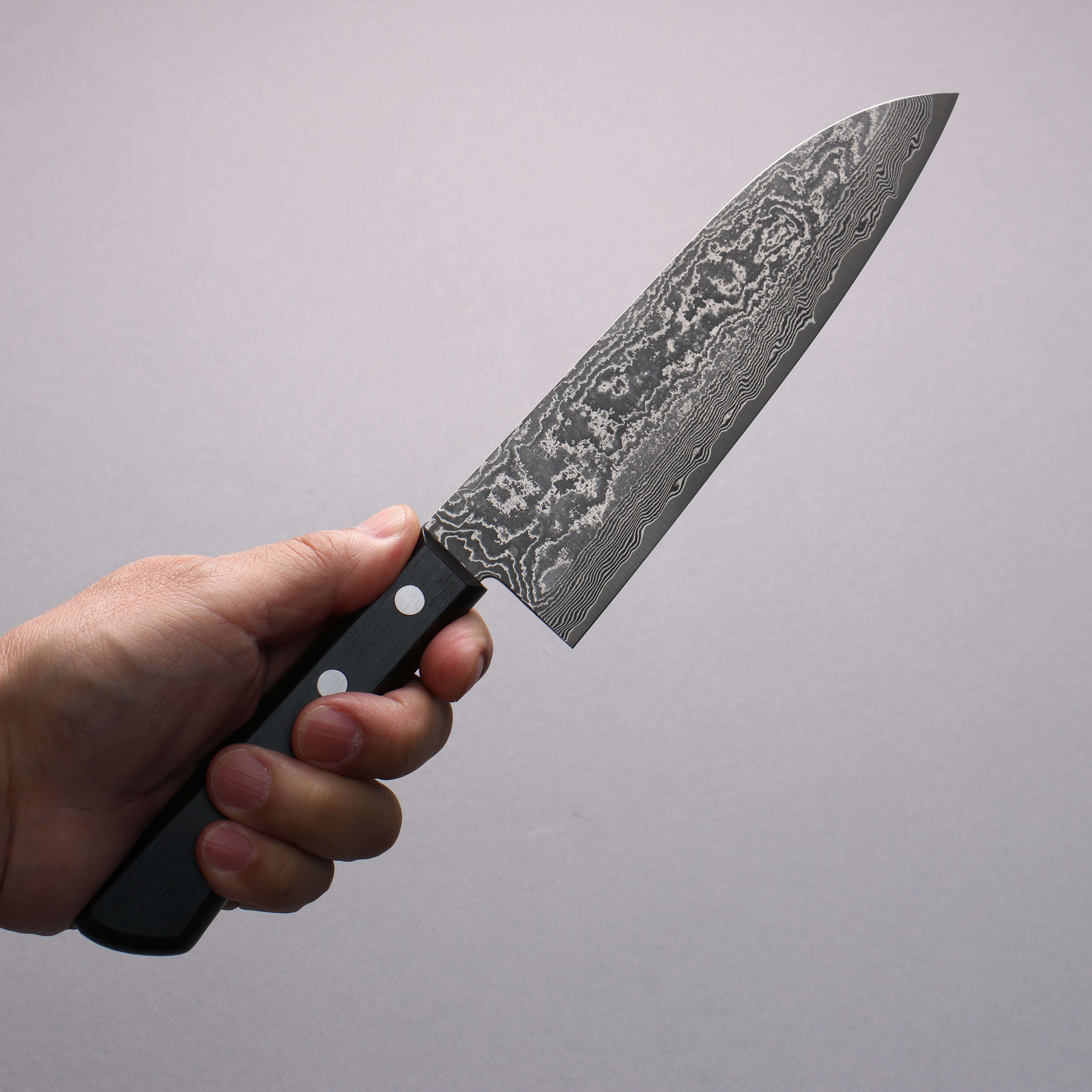 VG10 Black Damascus Santoku Knife 170mm - Japanese Chef Knife with Black Pakkawood Handle - Perfect for Slicing, Dicing & Chopping Vegetables, Meat & Fish