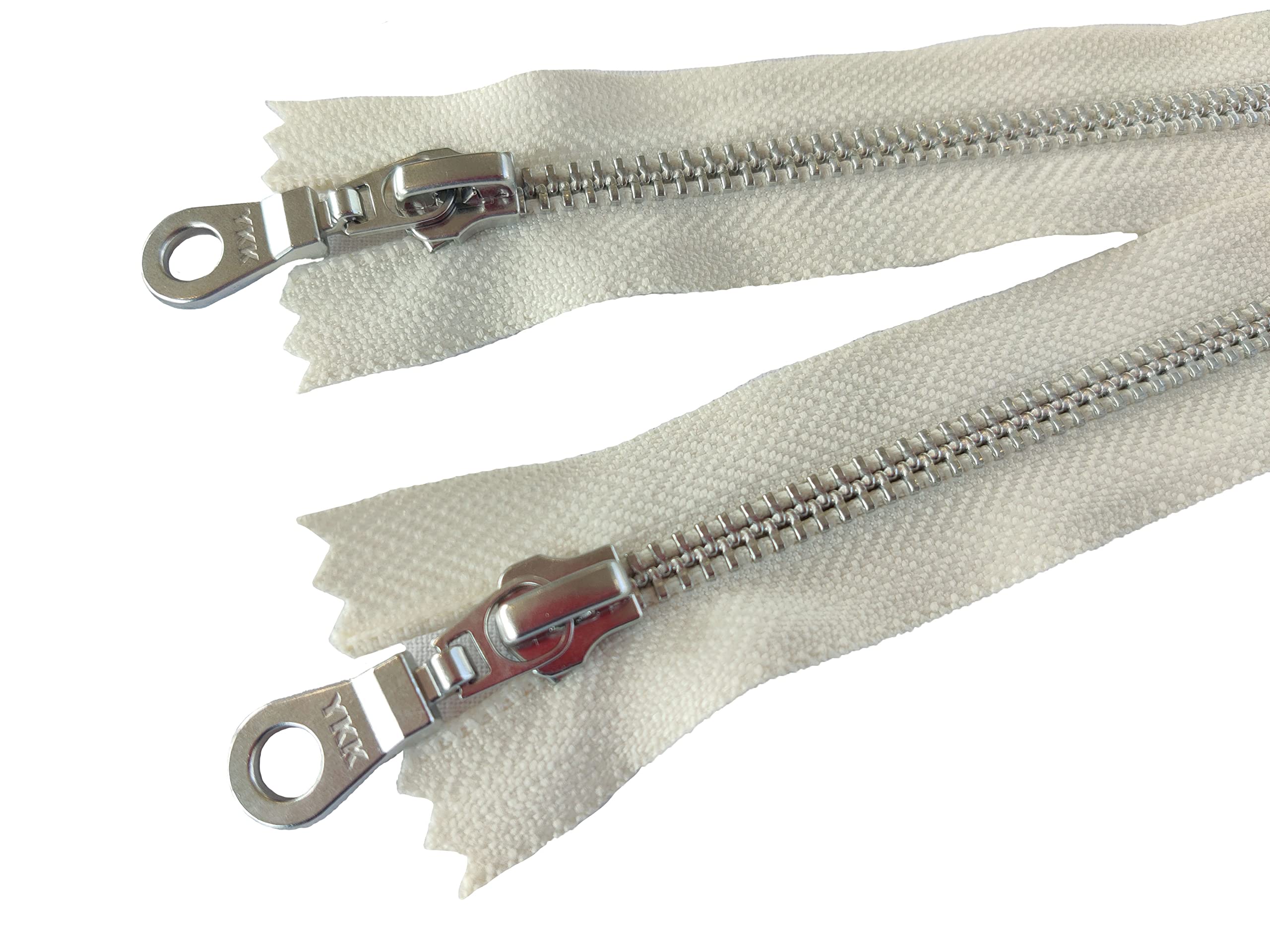 YKK #5 Aluminum Silver Metal Zippers 10 Inch - Vanilla Cream Offwhite Closed-End with Donut Pull - Set of 5 for DIY Crafts, Handbags, Jackets & Costume Design