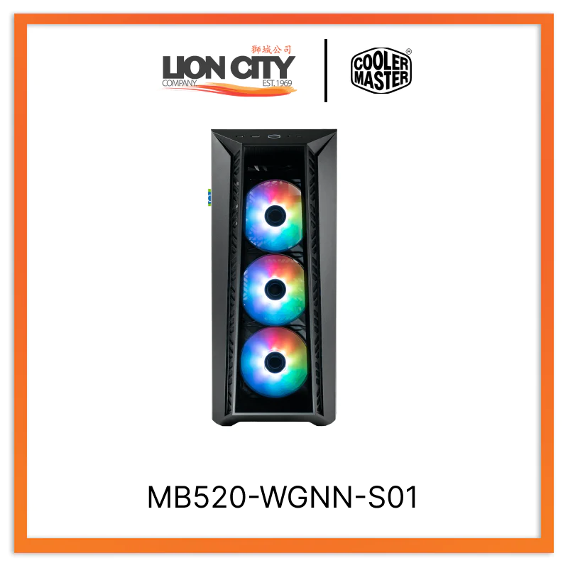 Cooler Master MB520 WGNN S01 CM MasterBox 520 ARGB ATX Mid Tower PC Case - Tempered Glass Side Panel, White | Perfect for Gaming Rigs & High-Performance Builds