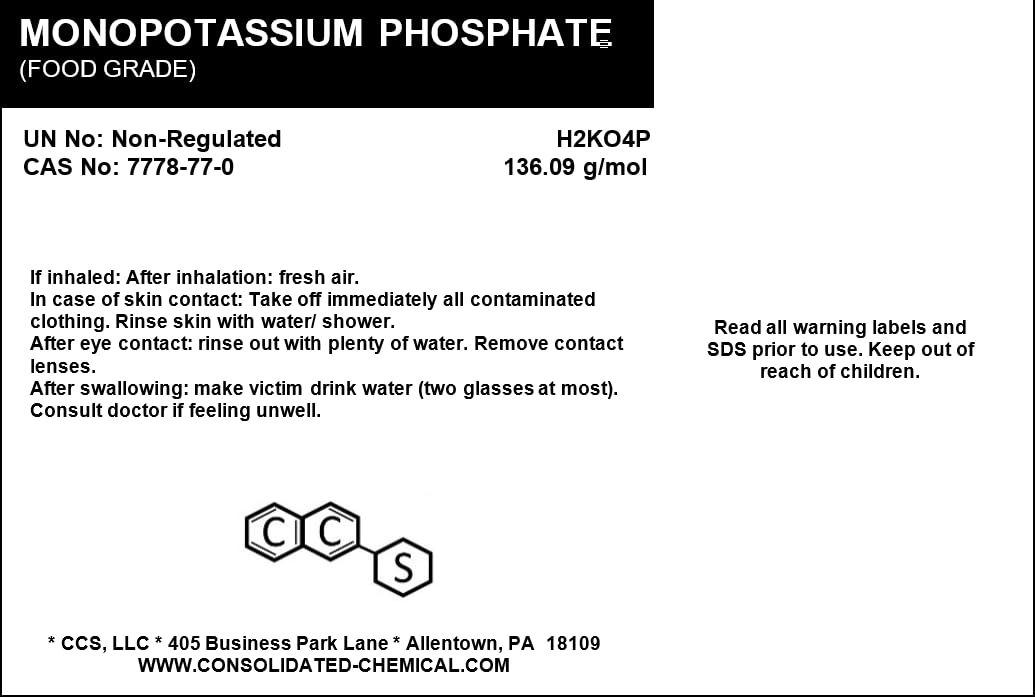 High Purity Monopotassium Phosphate MKP 1kg (2.2lb) - Food Grade Fertilizer for Hydroponics, Brewing & Food Additive | Plant Nutrient Supplement for Gardens & Agriculture